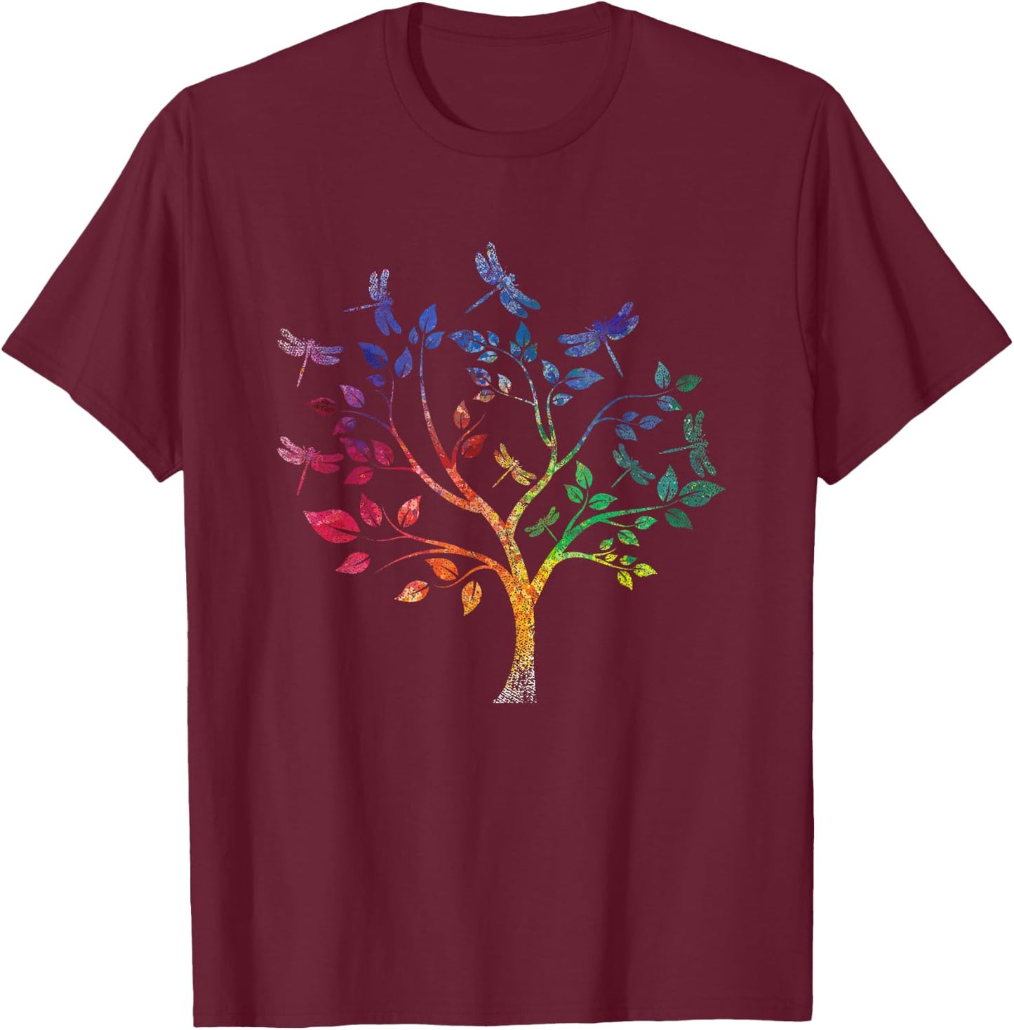 Nature Colorful Dragonfly T-Shirt - T-Shirt | Maroon