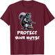 Nate's SOF- 's Funny Protect Your Nuts Tactical Squirrel , Small, Black T-Shirt - T-Shirt | Maroon