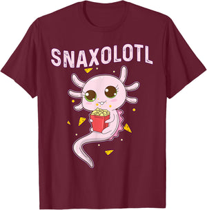 Cute Snaxolotl - Kawaii Axolotl Eating Chips Snacks Kids T-Shirt - T-Shirt | Maroon