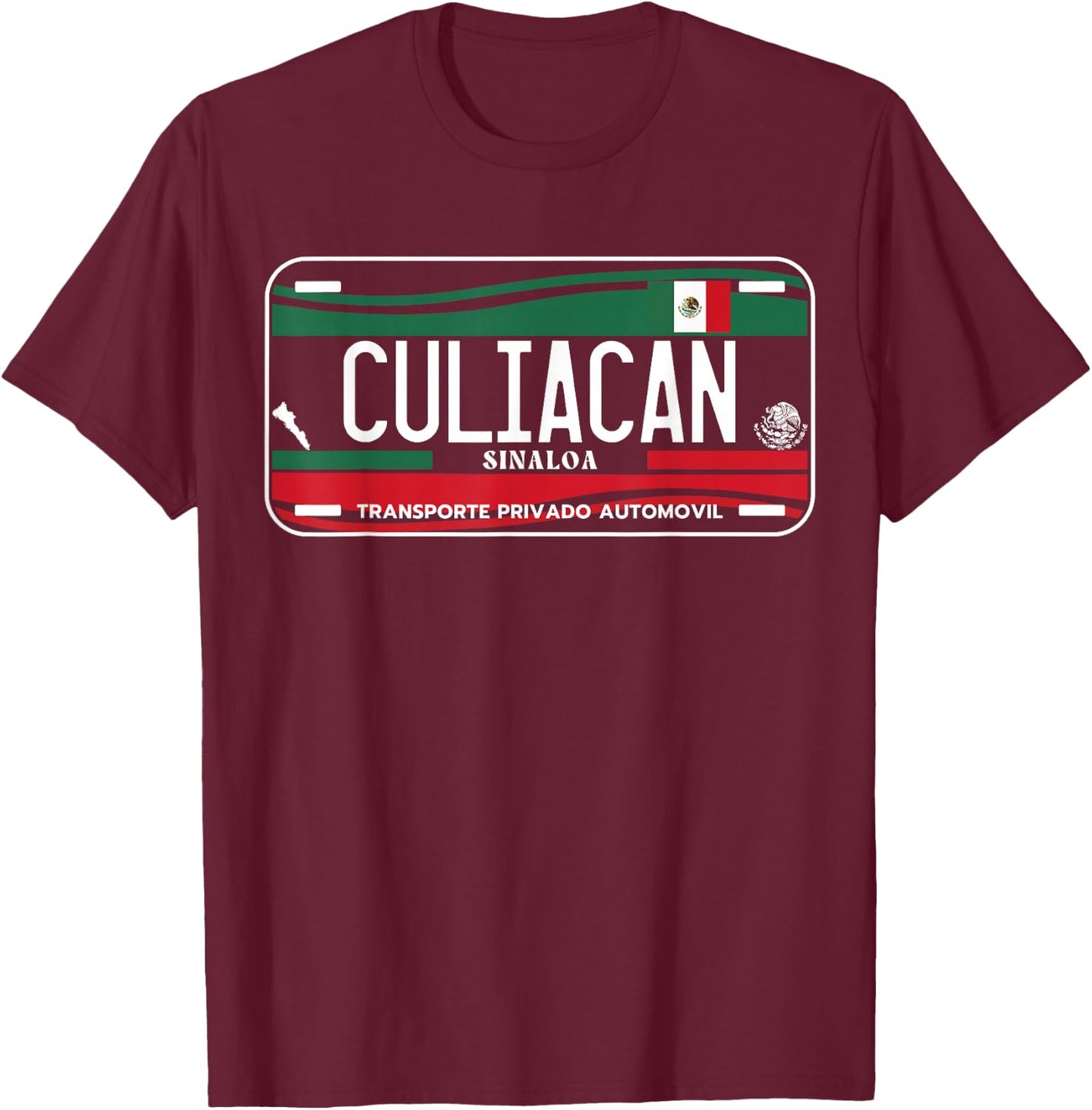 Culiacan Sinaloa License Plate Aesthetic, Culiacan T-Shirt - T-Shirt | Maroon