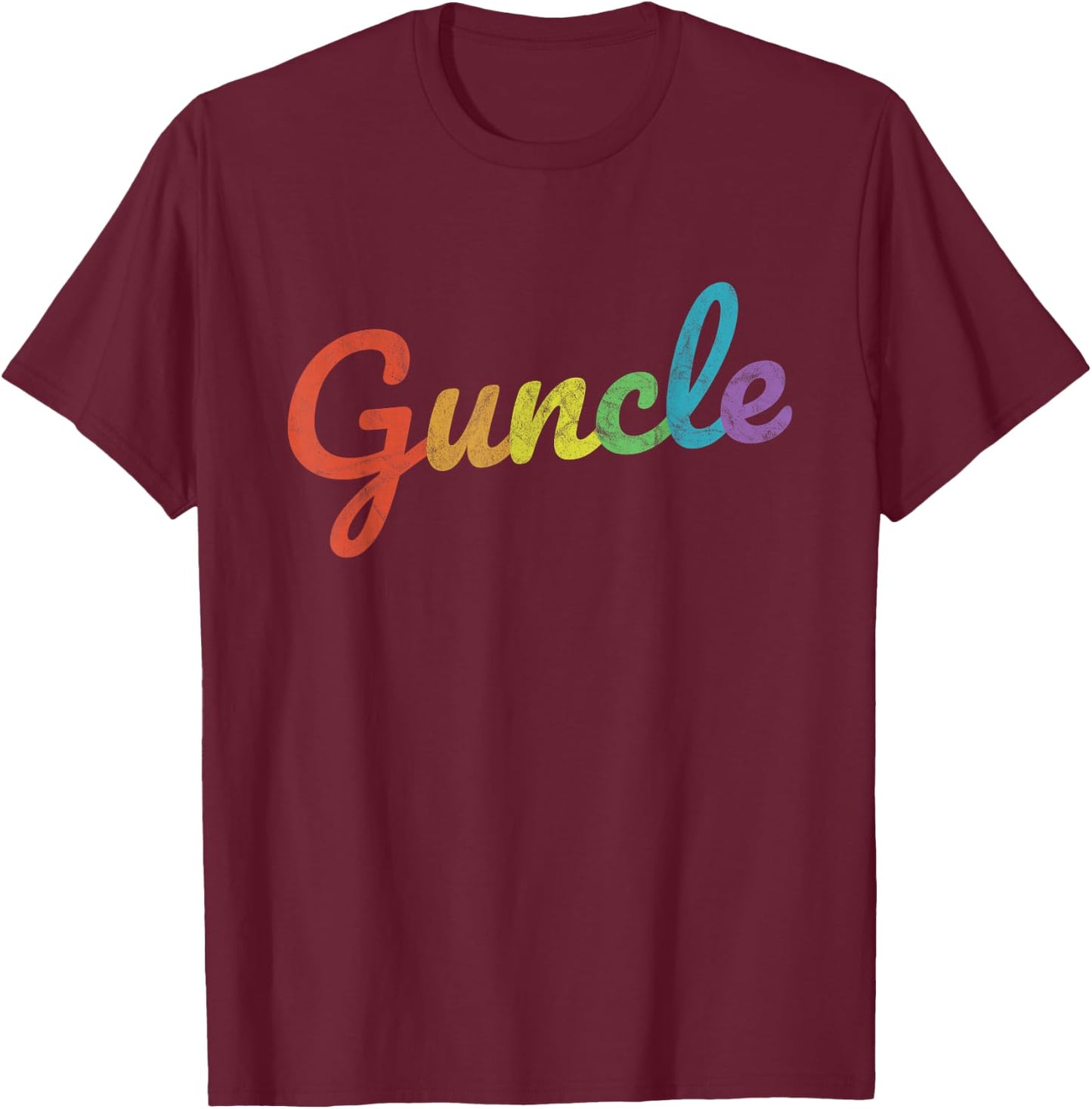 Fabulous Guncle Shirt LGTBQ - New Baby Gay Uncle Rainbow T-Shirt - T-Shirt | Maroon