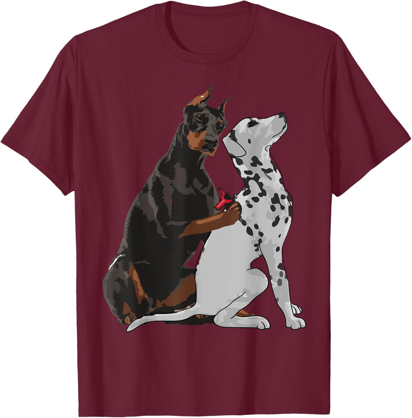 Cute Fashionable Doberman Tattooing Dalmatian Dog Gift T-Shirt - T-Shirt | Maroon