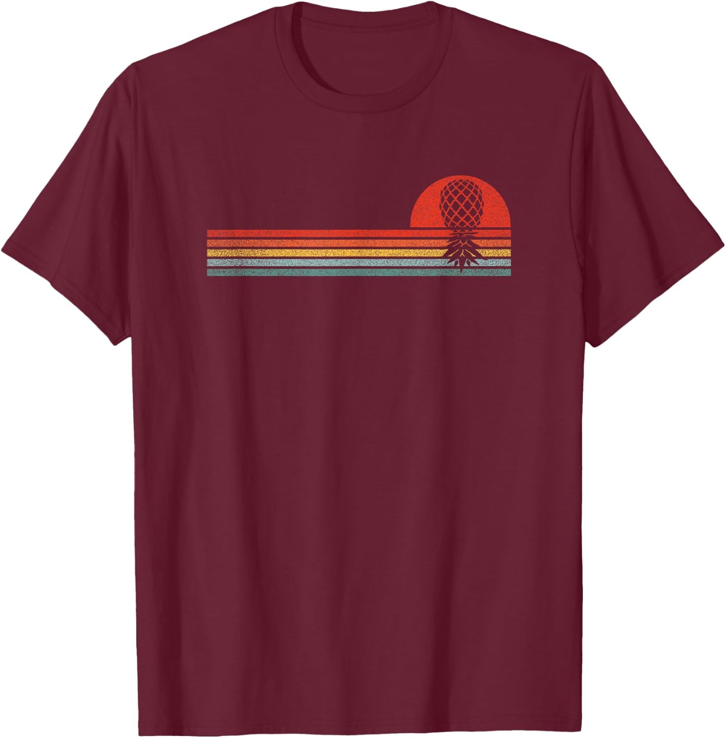 Vintage Swinger Upside Down Pineapple Retro Sunset Horizon T-Shirt - T-Shirt | Maroon
