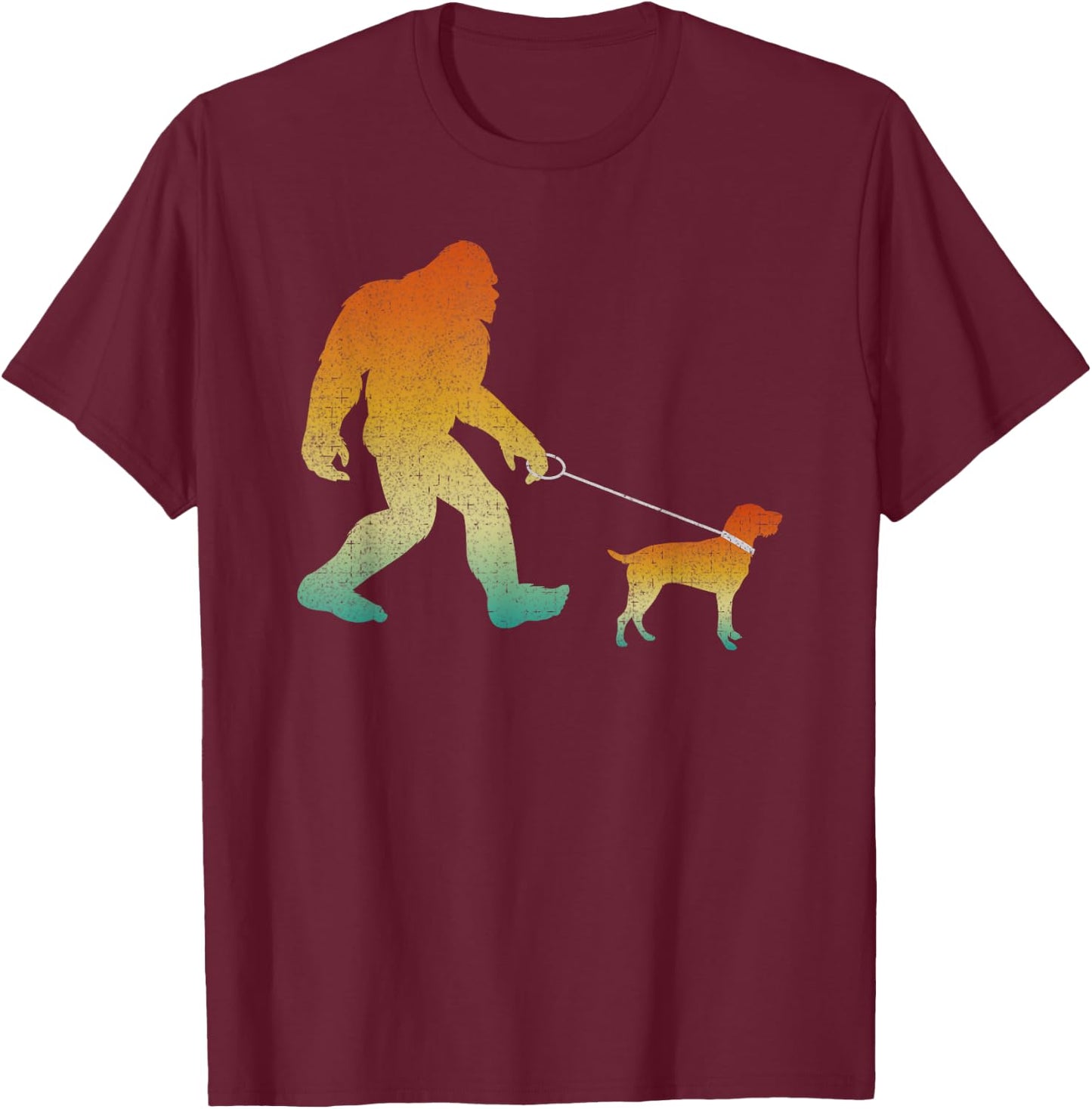 Bigfoot Walking Pudelpointer Funny Sasquatch Pet Dog T-Shirt - T-Shirt | Maroon