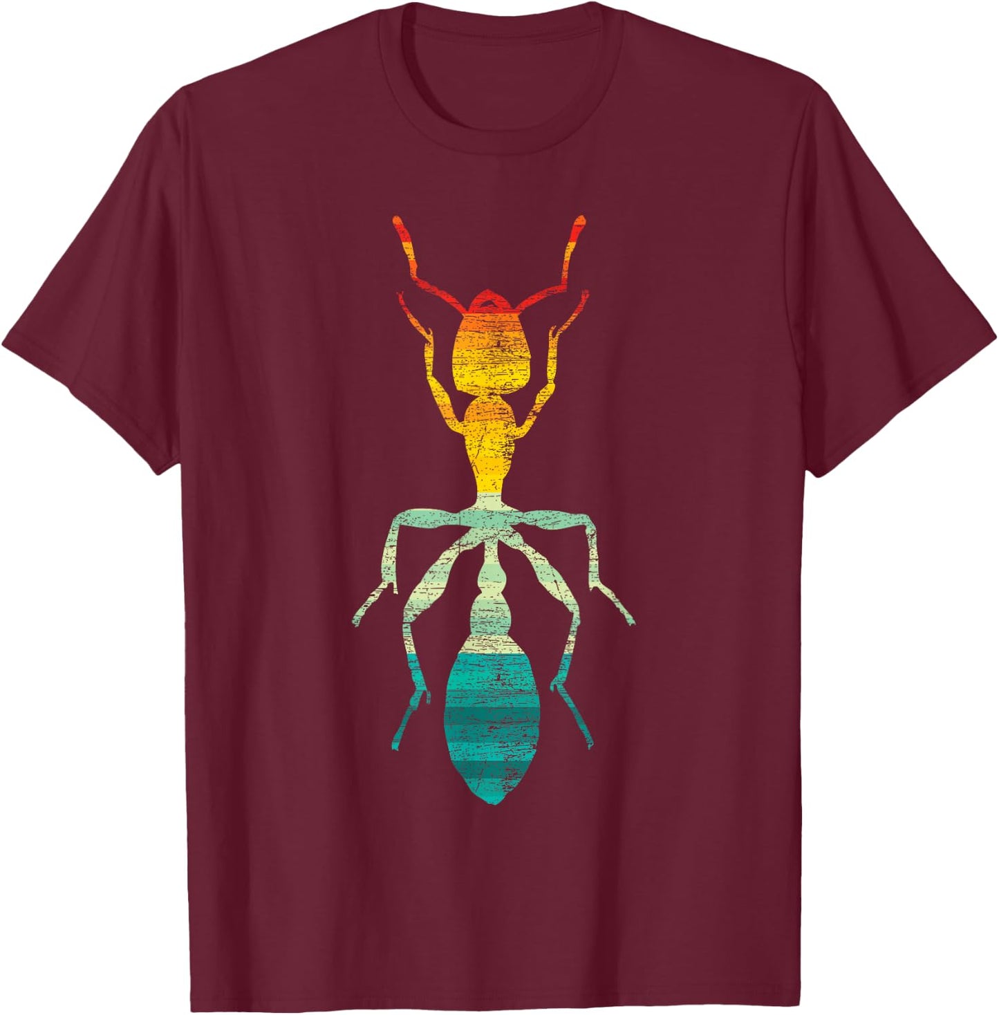 Insect Ant Design Retro Ant -Adults, -Kids Black Small Classic Fit Short Sleeve T-Shirt - T-Shirt | Maroon