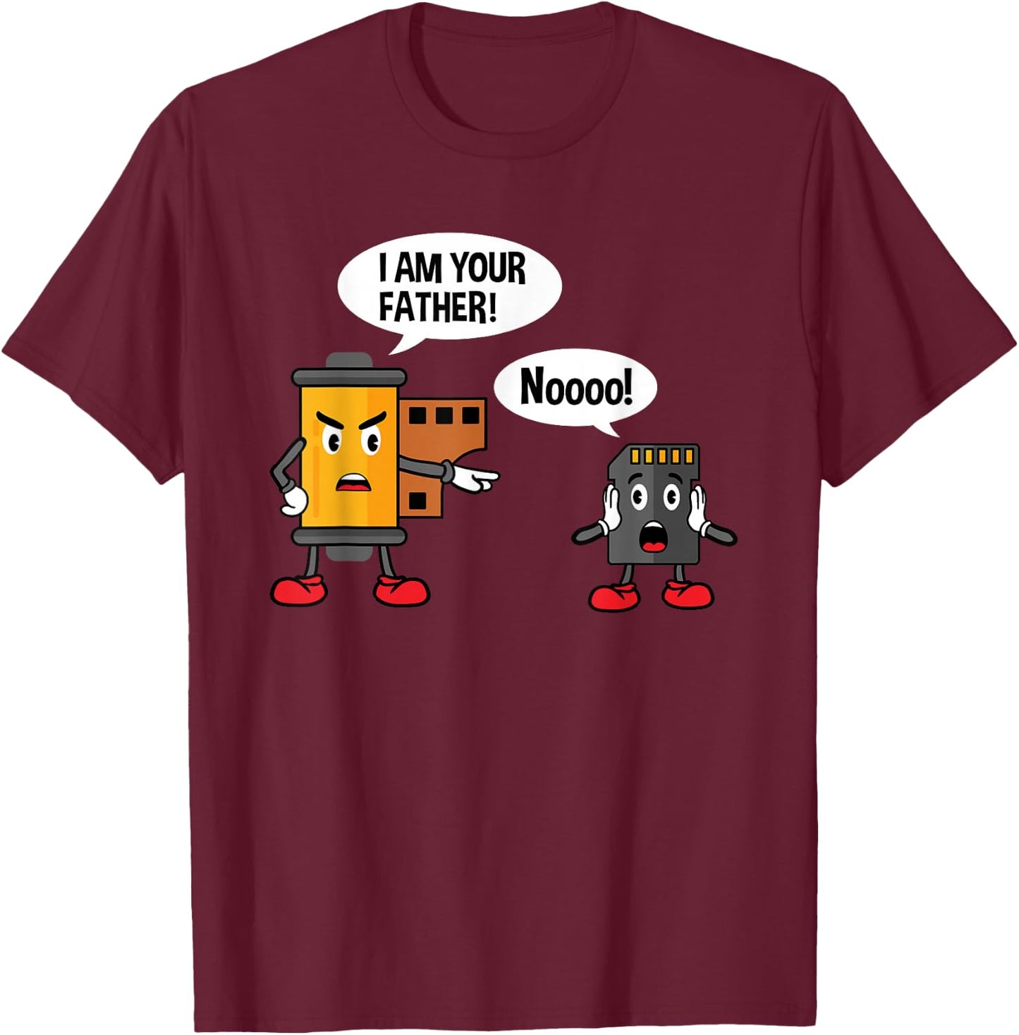 Analog Film Roll & SD Card - Funny Photographer Camera T-Shirt - T-Shirt | Maroon