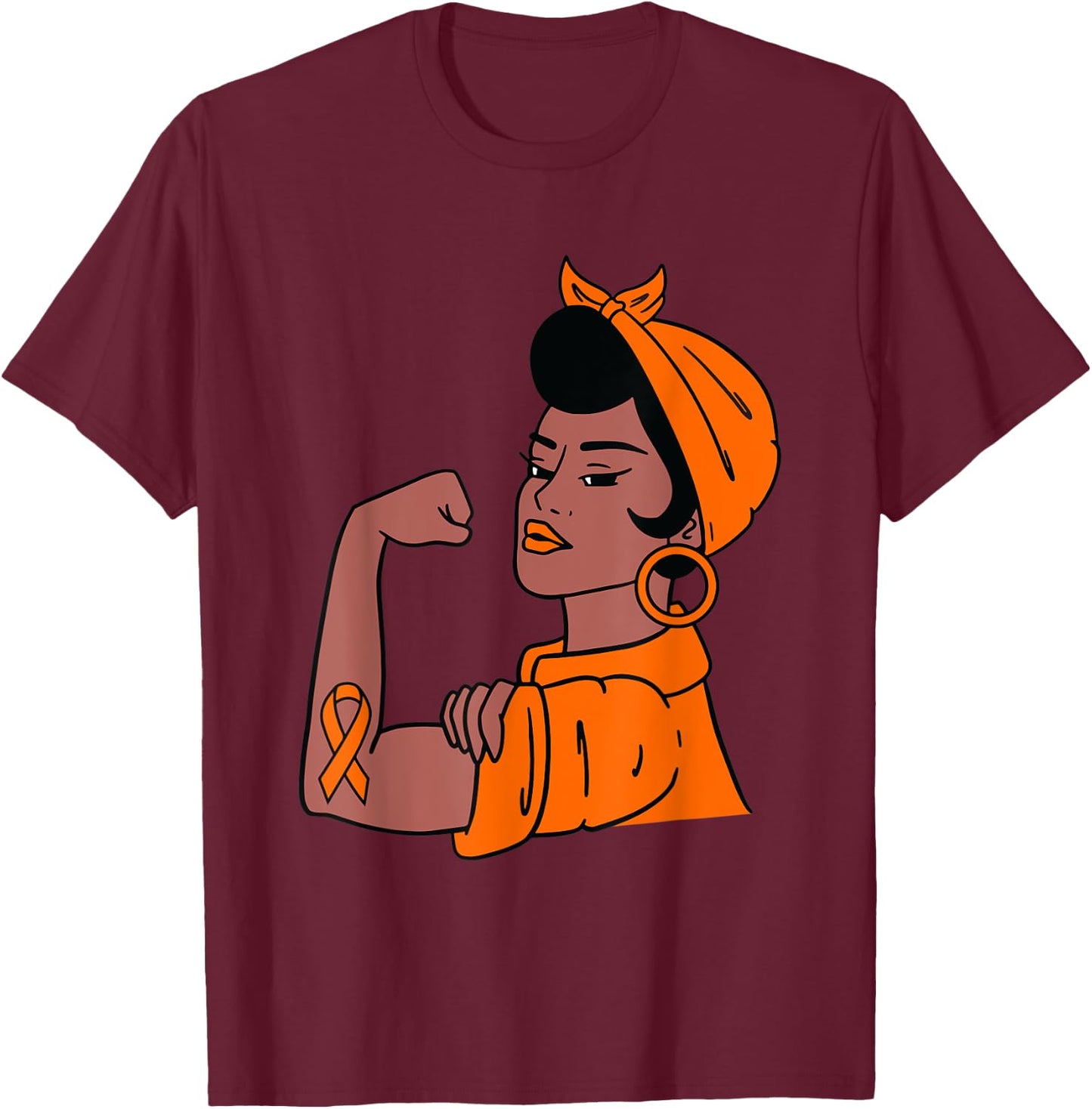 Endometrial Cancer Awareness Peach Ribbon Support Women Gift T-Shirt - T-Shirt | Maroon