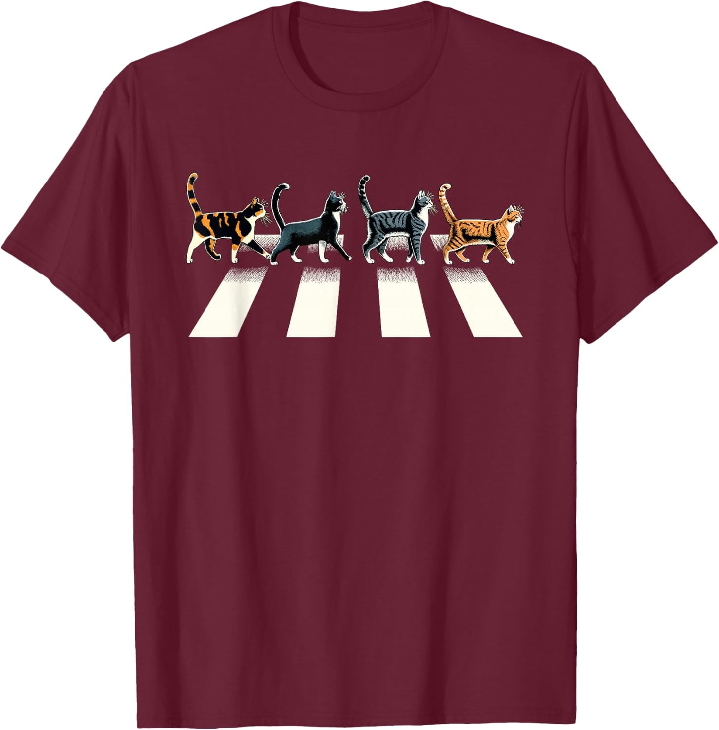 Retro Cat Rock and Roll Music Gift Men Kids Women Funny Cat T-Shirt - T-Shirt | Maroon