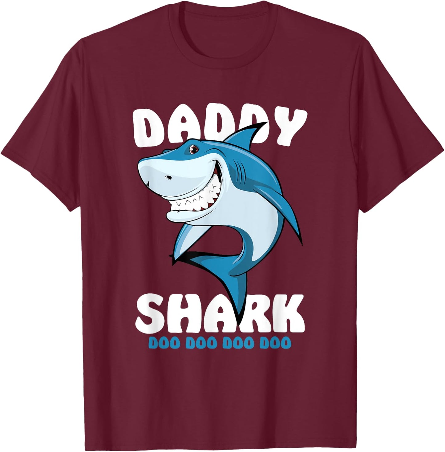 Daddy Shark shirt Funny Fathers Day Gift Kids dad T-Shirt - T-Shirt | Maroon