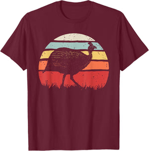 Vintage Retro Guinea Fowl T-Shirt - T-Shirt | Maroon