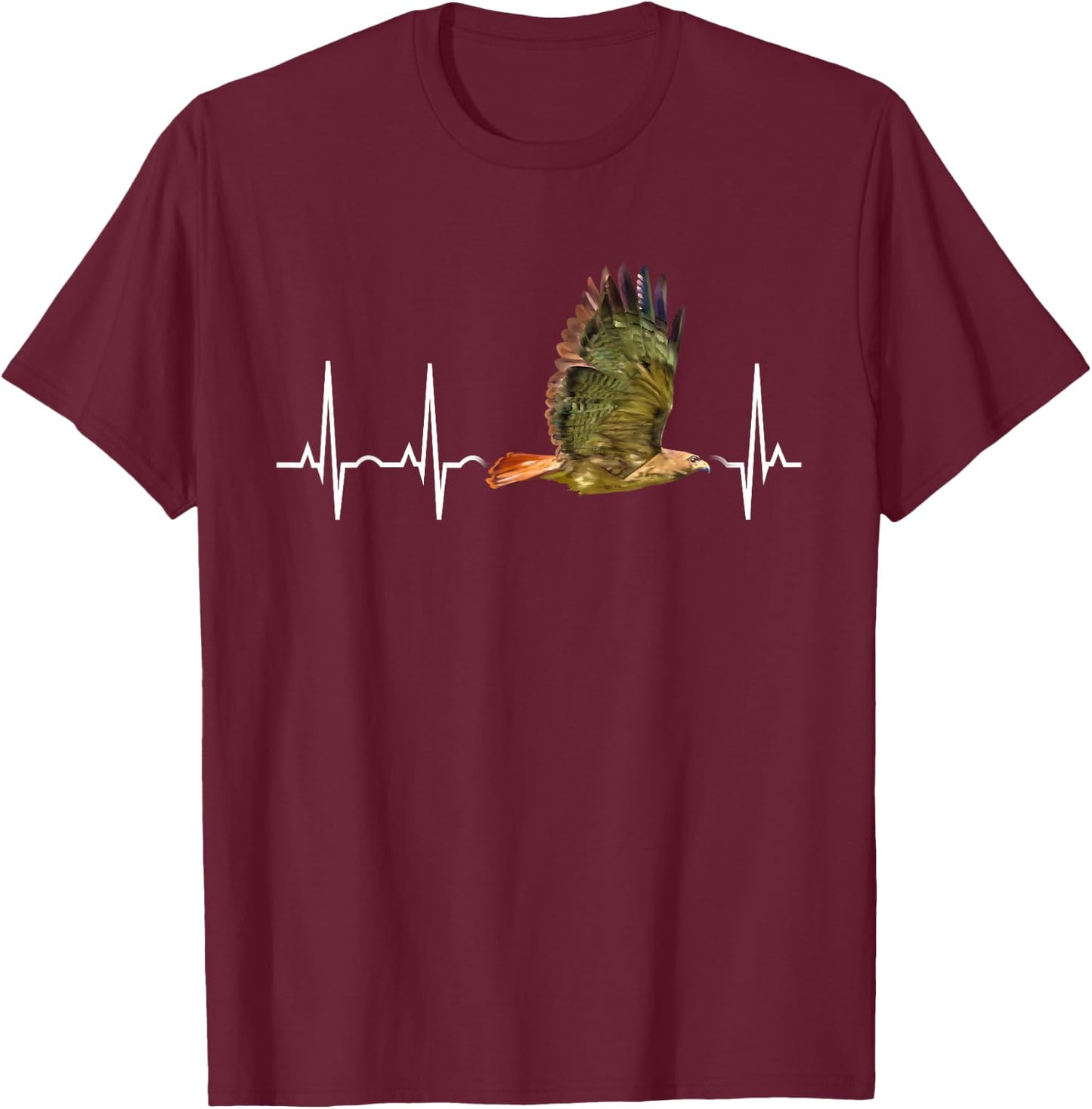 Red Tail Hawk Heartbeat Funny Birdwatcher Birding Buteo Gift T-Shirt - T-Shirt | Maroon