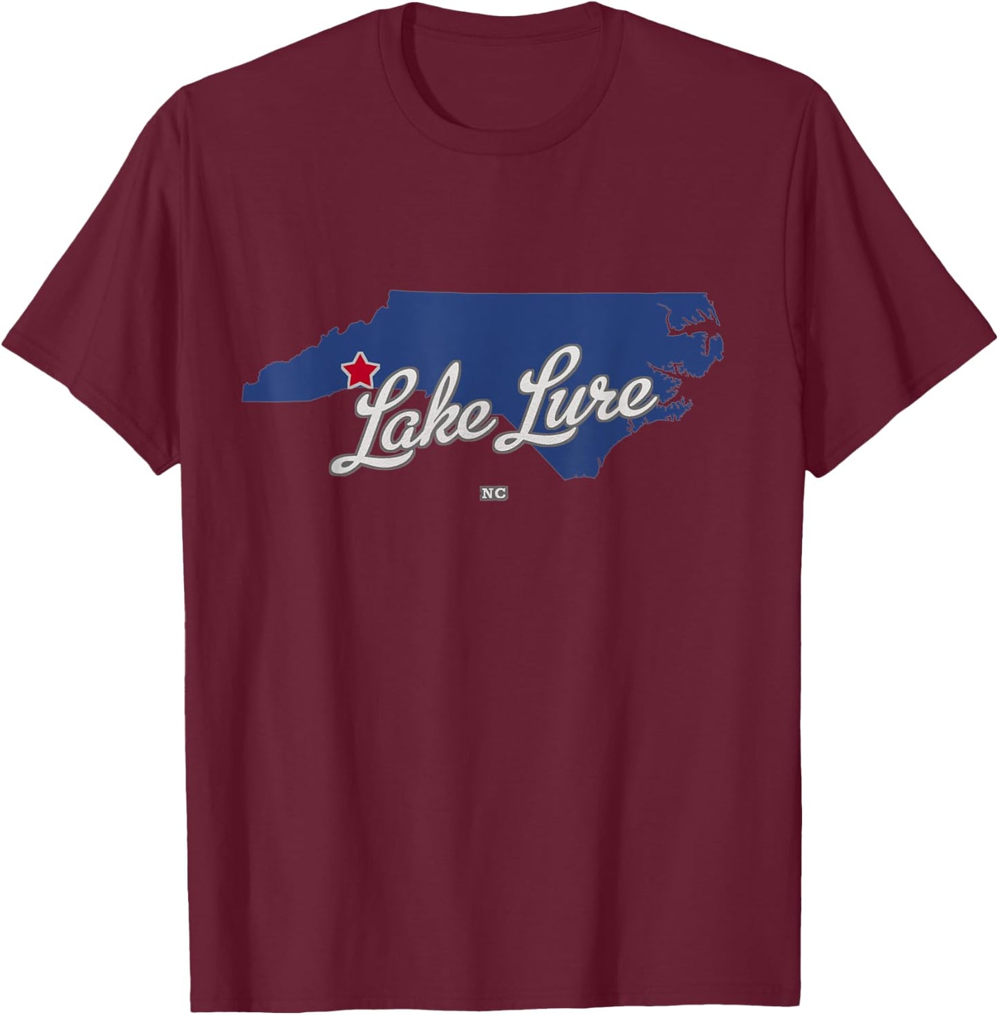 Lake Lure North Carolina NC Map T-Shirt - T-Shirt | Maroon