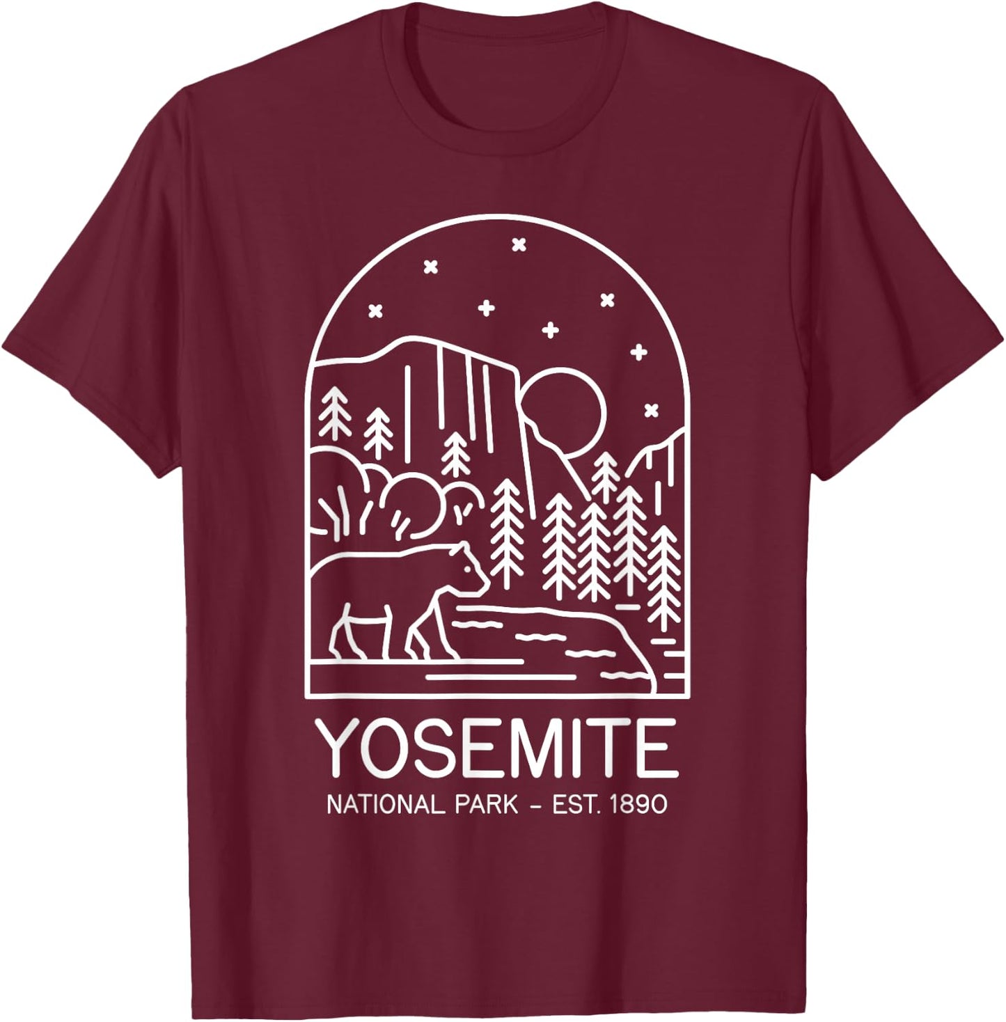 Yosemite National Park 1890 California Mariposa Sierra T-Shirt - T-Shirt | Maroon