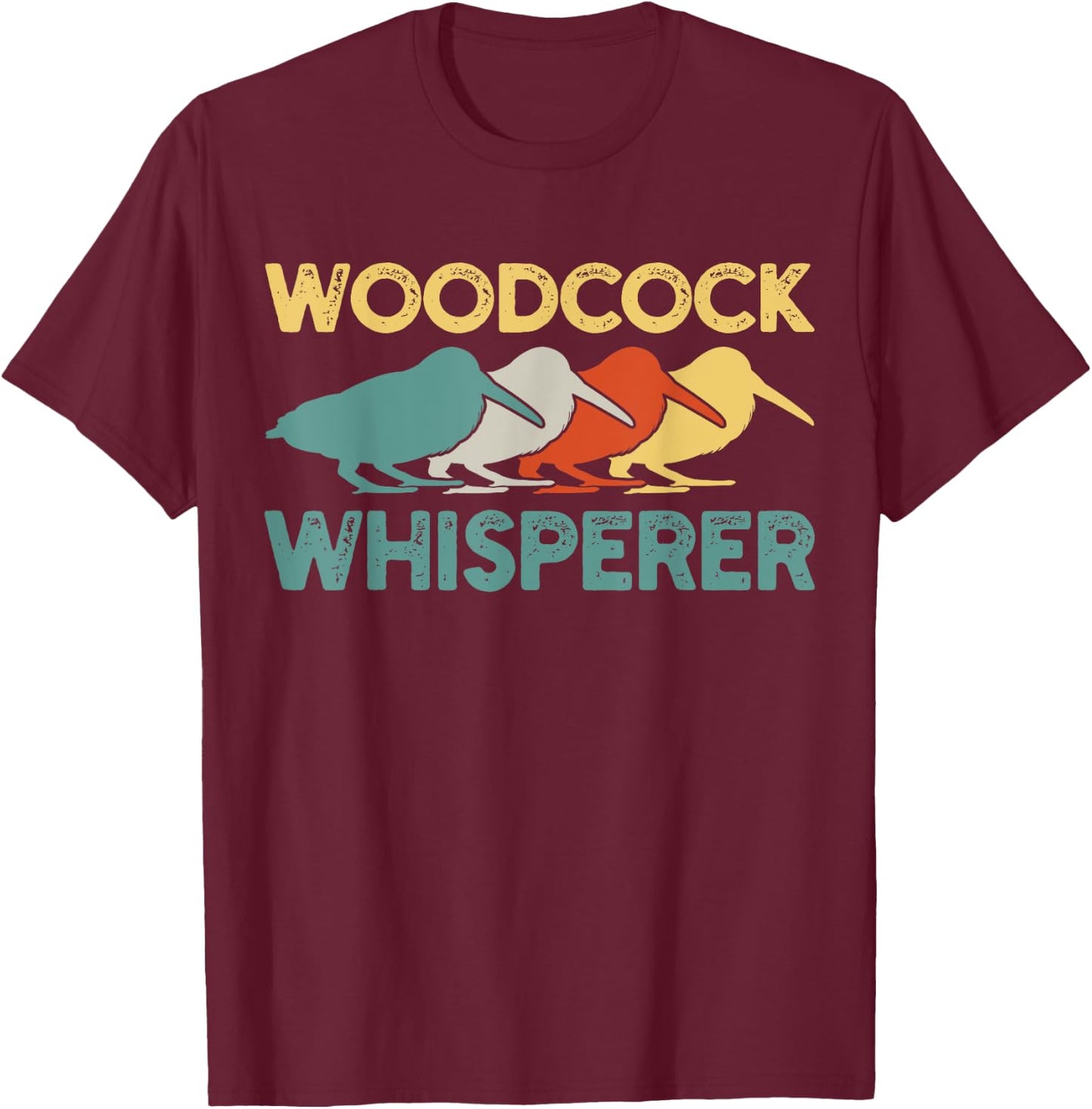 Woodcock Birds Retro Vintage T-Shirt - T-Shirt | Maroon