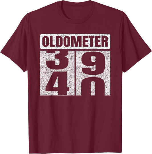 Oldometer 39-40 40th Birthday 40 Year Old Funny Gifts Idea T-Shirt - T-Shirt | Maroon