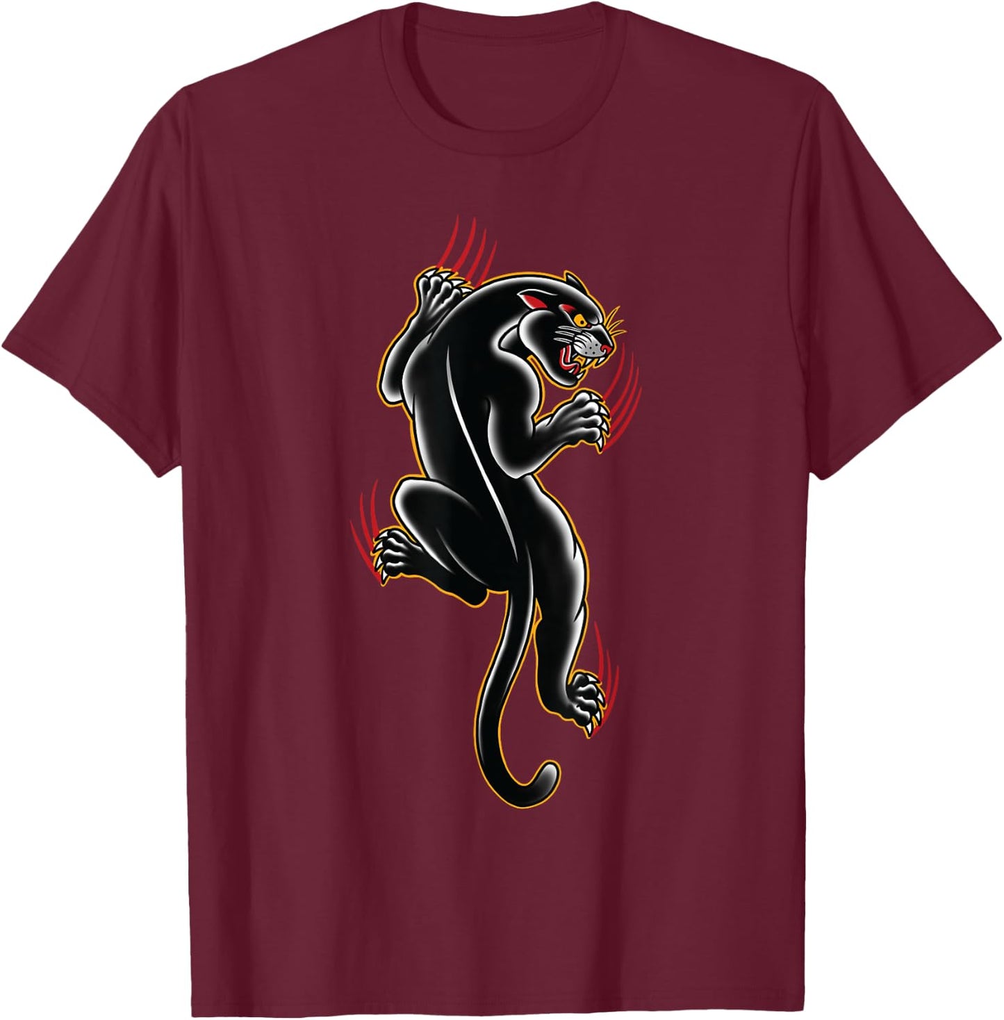Traditional Panther Tattoo art Graphic, Old School tattoo T-Shirt - T-Shirt | Maroon
