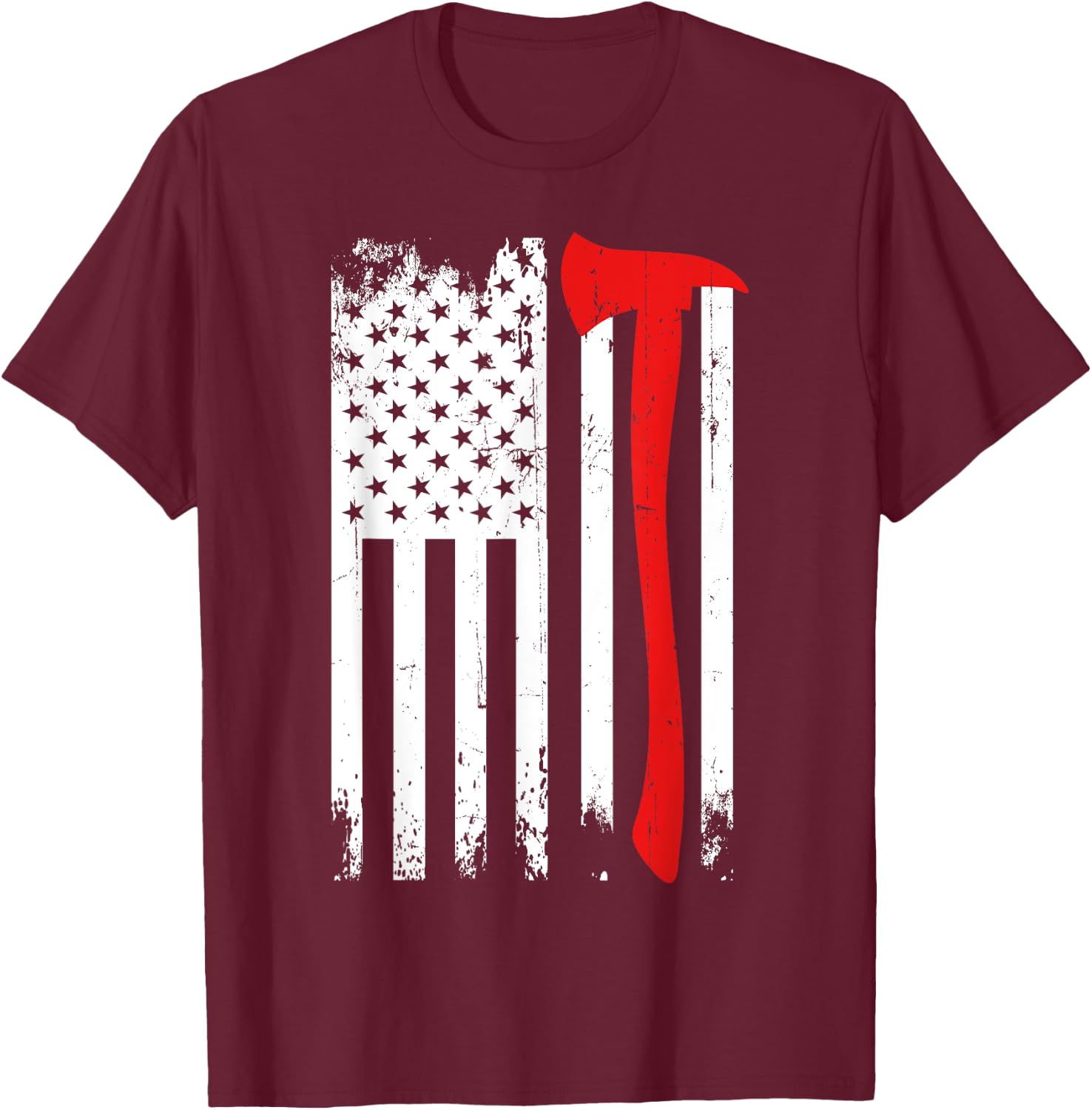 Firefighter Patriotic Fireman Firefighting Rescuer Volunteer T-Shirt - T-Shirt | Maroon