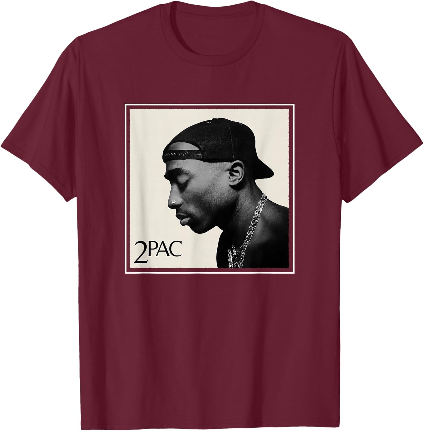 Offical Tupac Shakur Photo T-Shirt - T-Shirt | Maroon