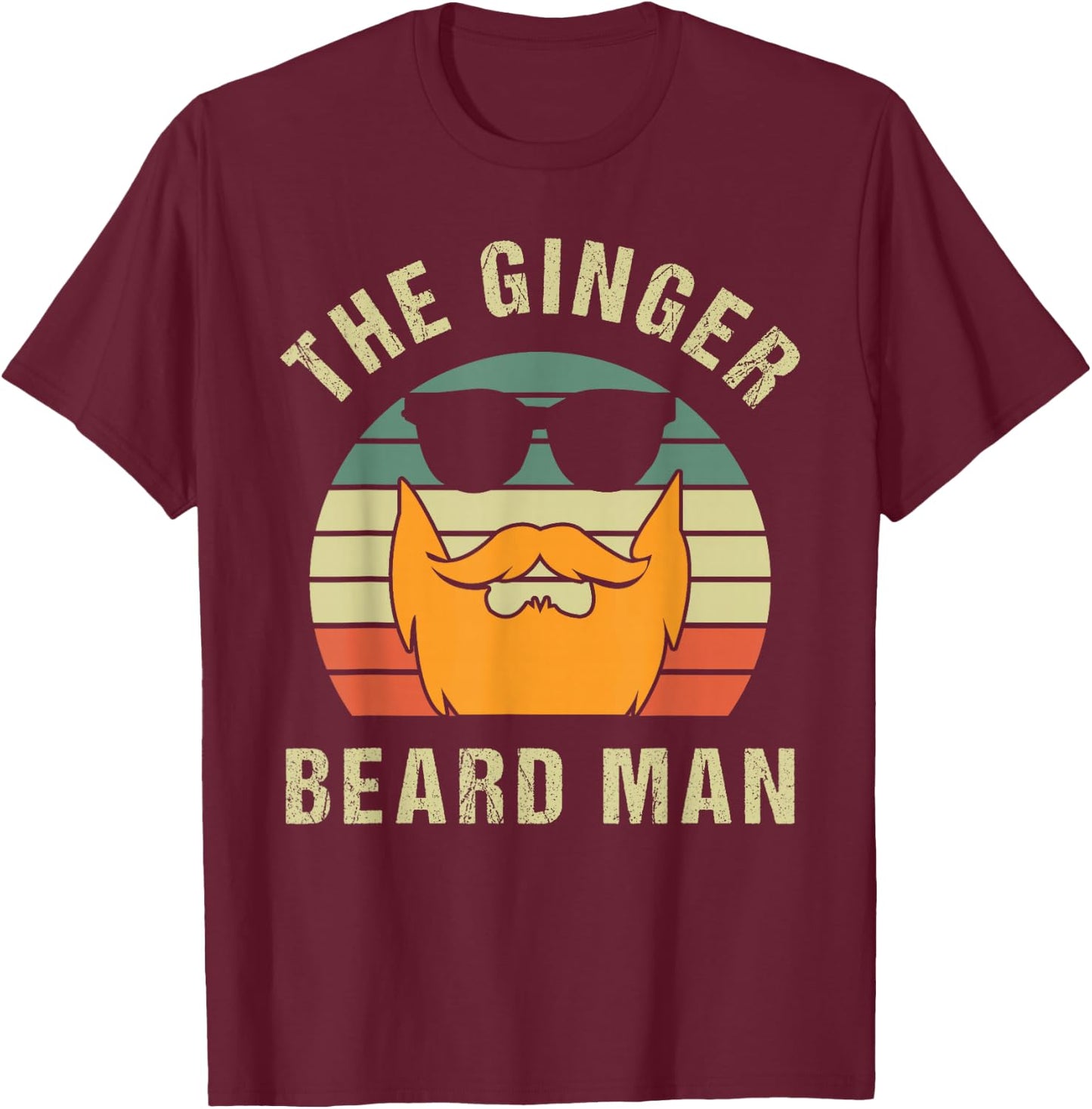 The Ginger Beard Man Retro Vintage T-Shirt - T-Shirt | Maroon