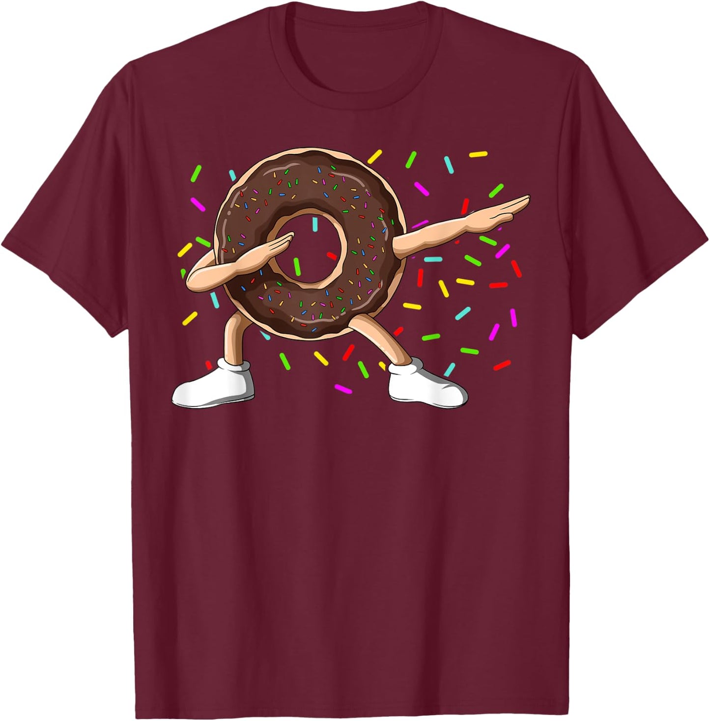 Dabbing Donut With Sprinkles Dabbing Chocolate Donut Dab T-Shirt - T-Shirt | Maroon