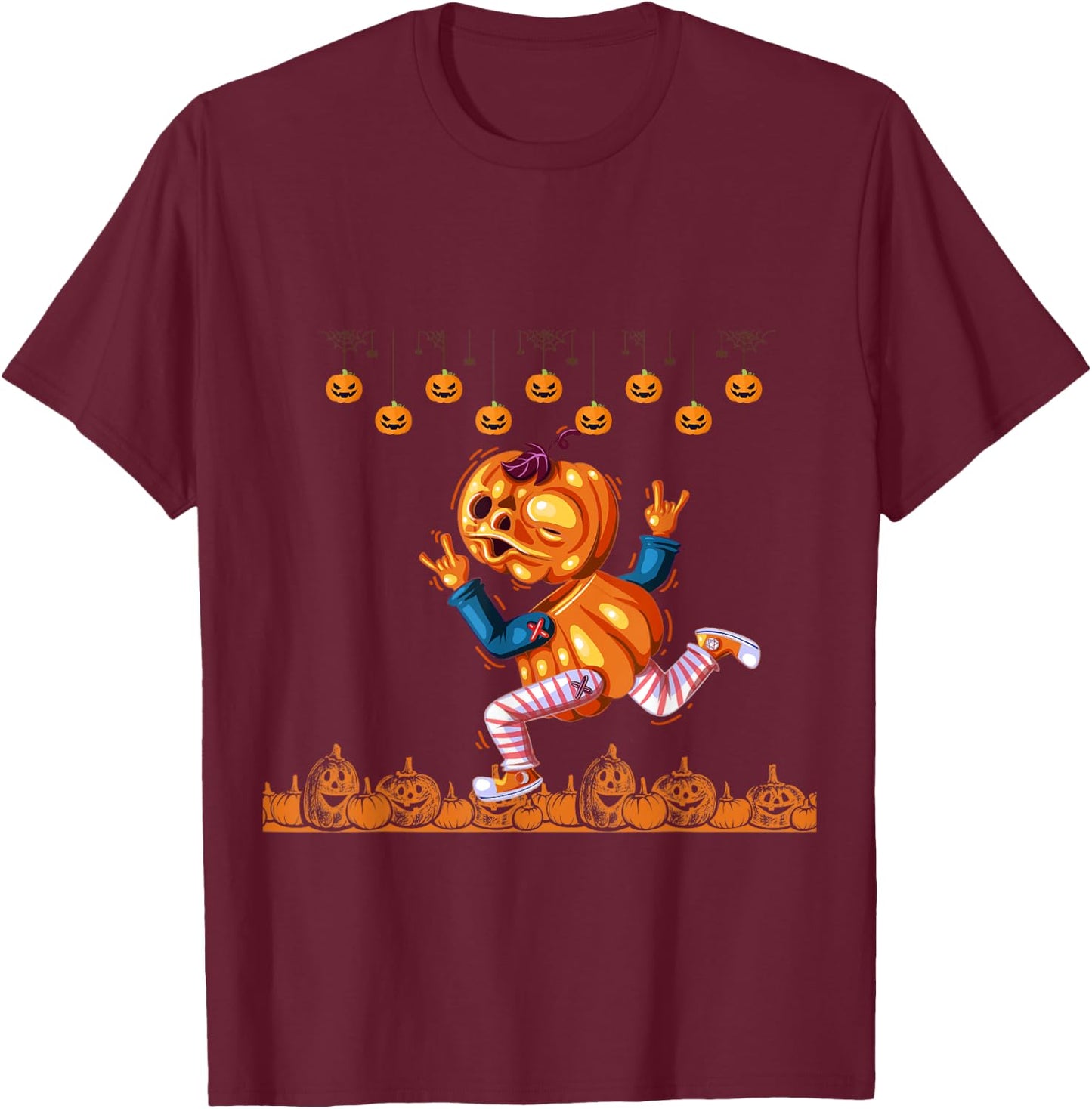 Funny Pumpkin running Halloween funny Halloween T-Shirt - T-Shirt | Maroon