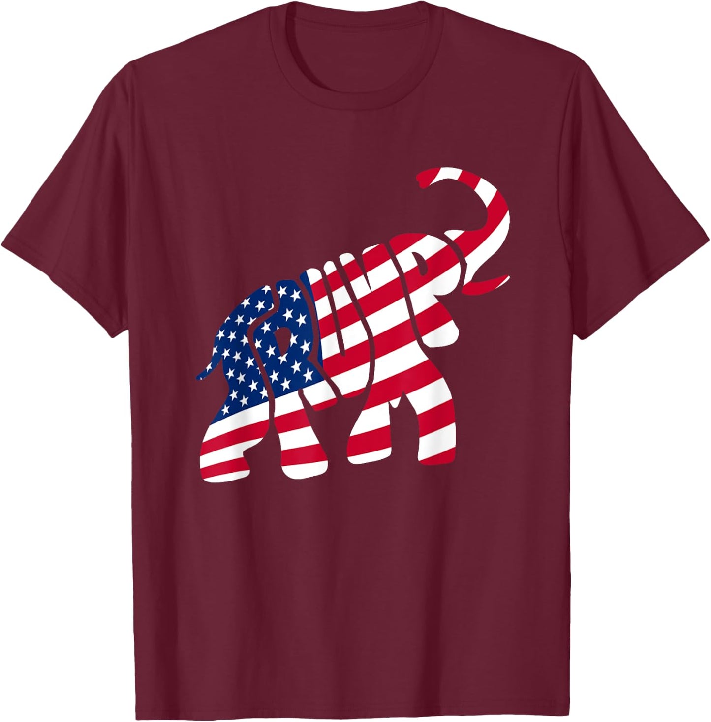 Cute Trump Gift | Proud American Flag Elephant Women T-Shirt - T-Shirt | Maroon