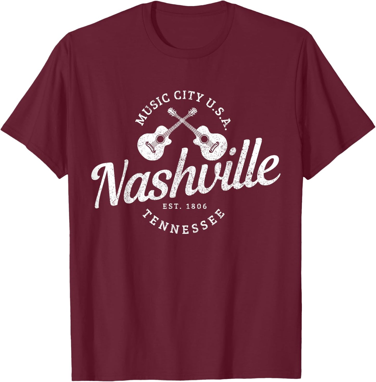 Nashville Tennessee USA Country Music Music City Souvenir T-Shirt - T-Shirt | Maroon