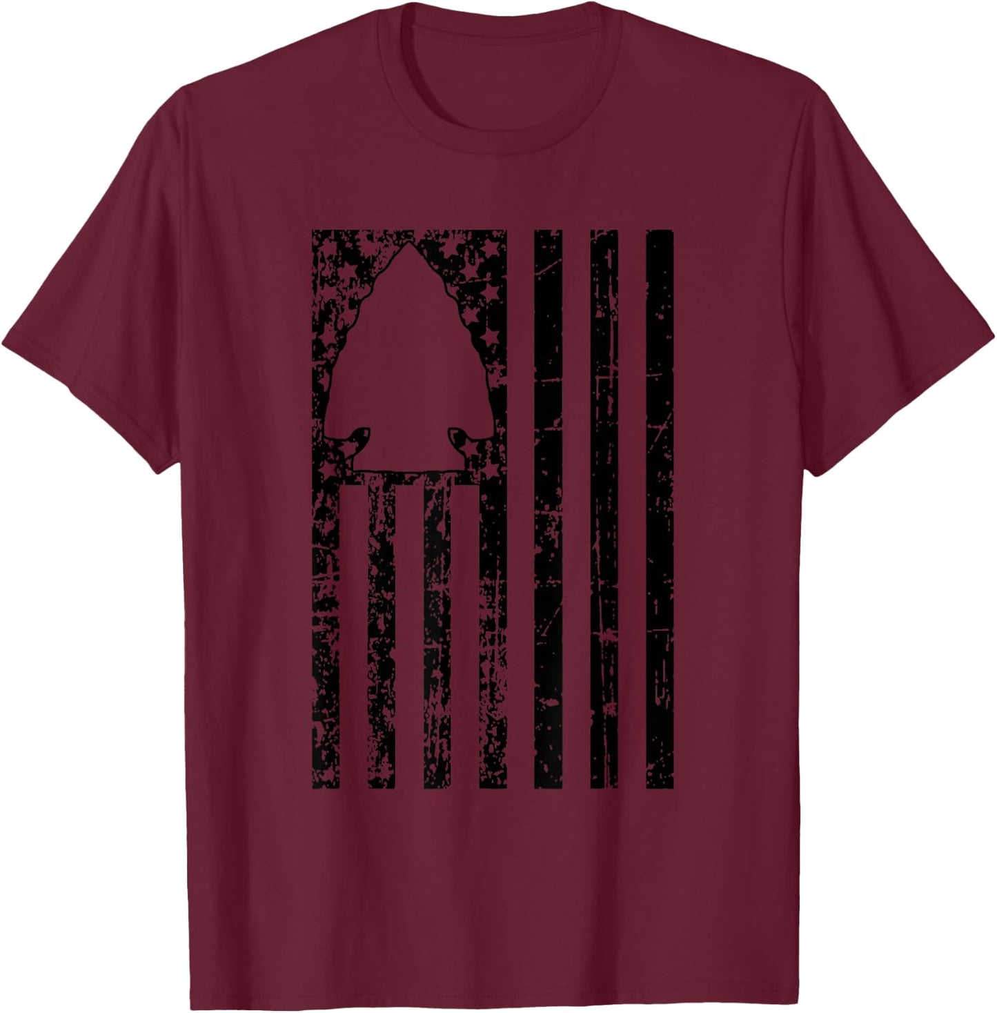 Arrowhead Collector American Flag Arrowhead Hunting T-Shirt - T-Shirt | Maroon