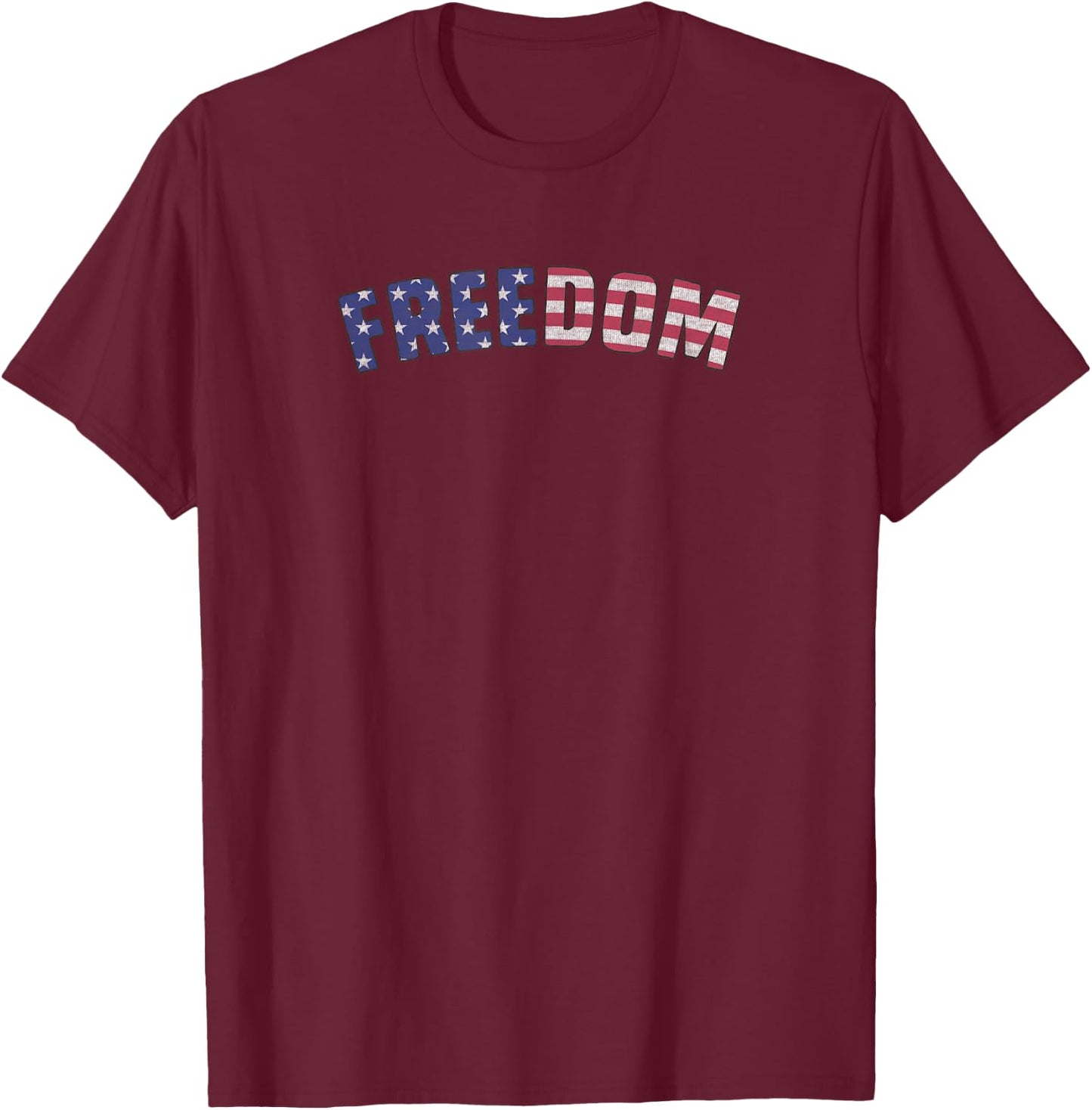 Americana Red White and Blue Freedom T-Shirt - T-Shirt | Maroon