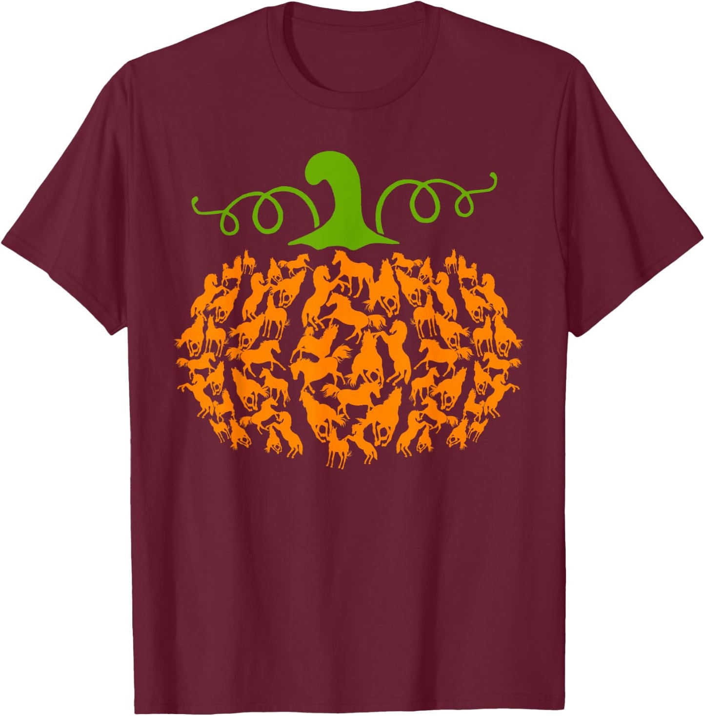 Pumpkin Horse Lover Halloween Costume Girls Women T-Shirt - T-Shirt | Maroon