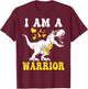 I Am A Warrior Childhood Cancer Awareness Gold Ribbon T-Shirt - T-Shirt | Maroon