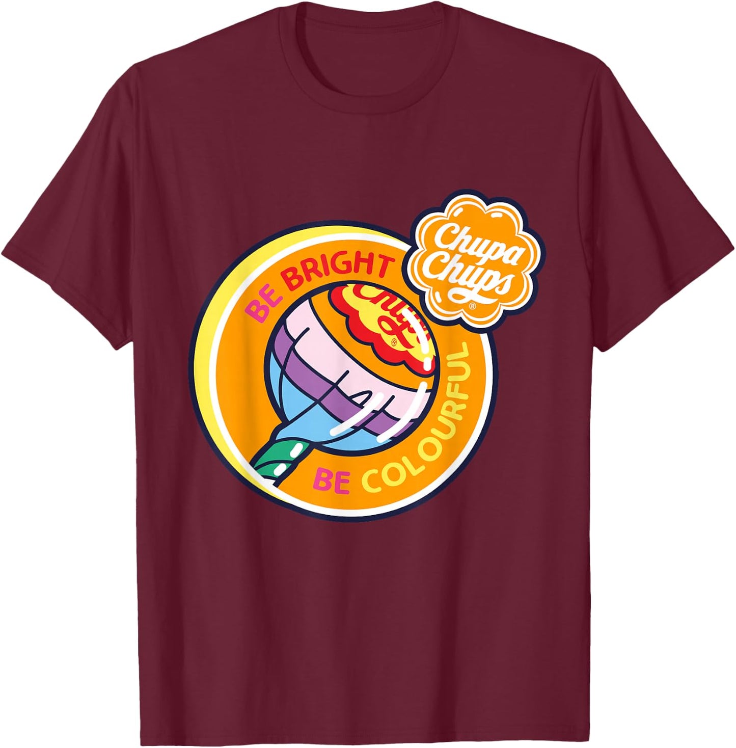Chupa Chups Bright and Colorful T-Shirt - T-Shirt | Maroon