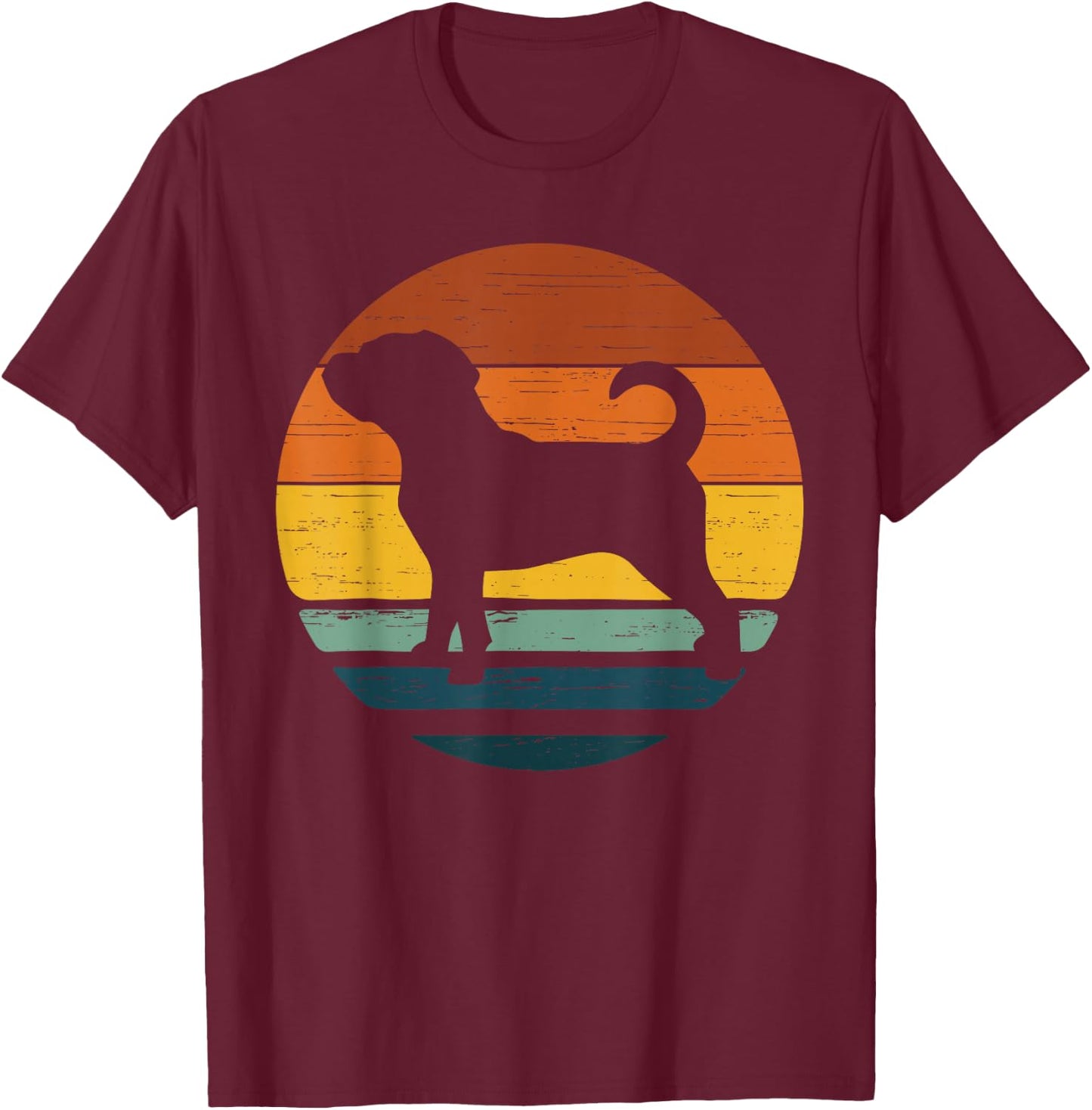 Chug Vintage Retro Mom Dad Dog Gift Women Kids T-Shirt - T-Shirt | Maroon