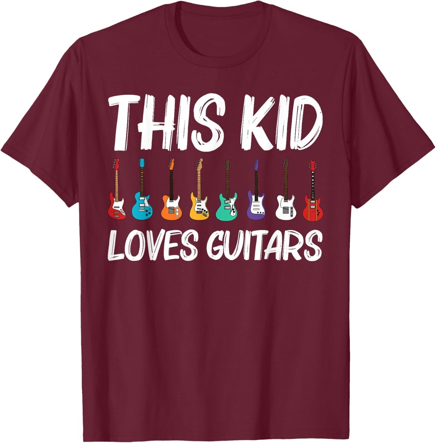 Cool Guitar Gift Kids Boys Acoustic Guitarist Band Music T-Shirt - T-Shirt | Maroon
