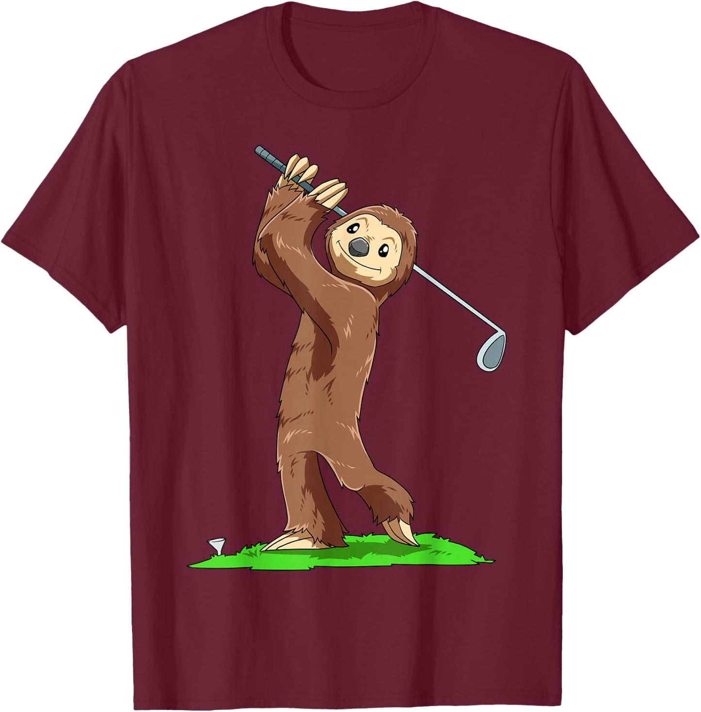 Sloth Golf Sloth Playing Golf Sloth Golfer T-Shirt - T-Shirt | Maroon
