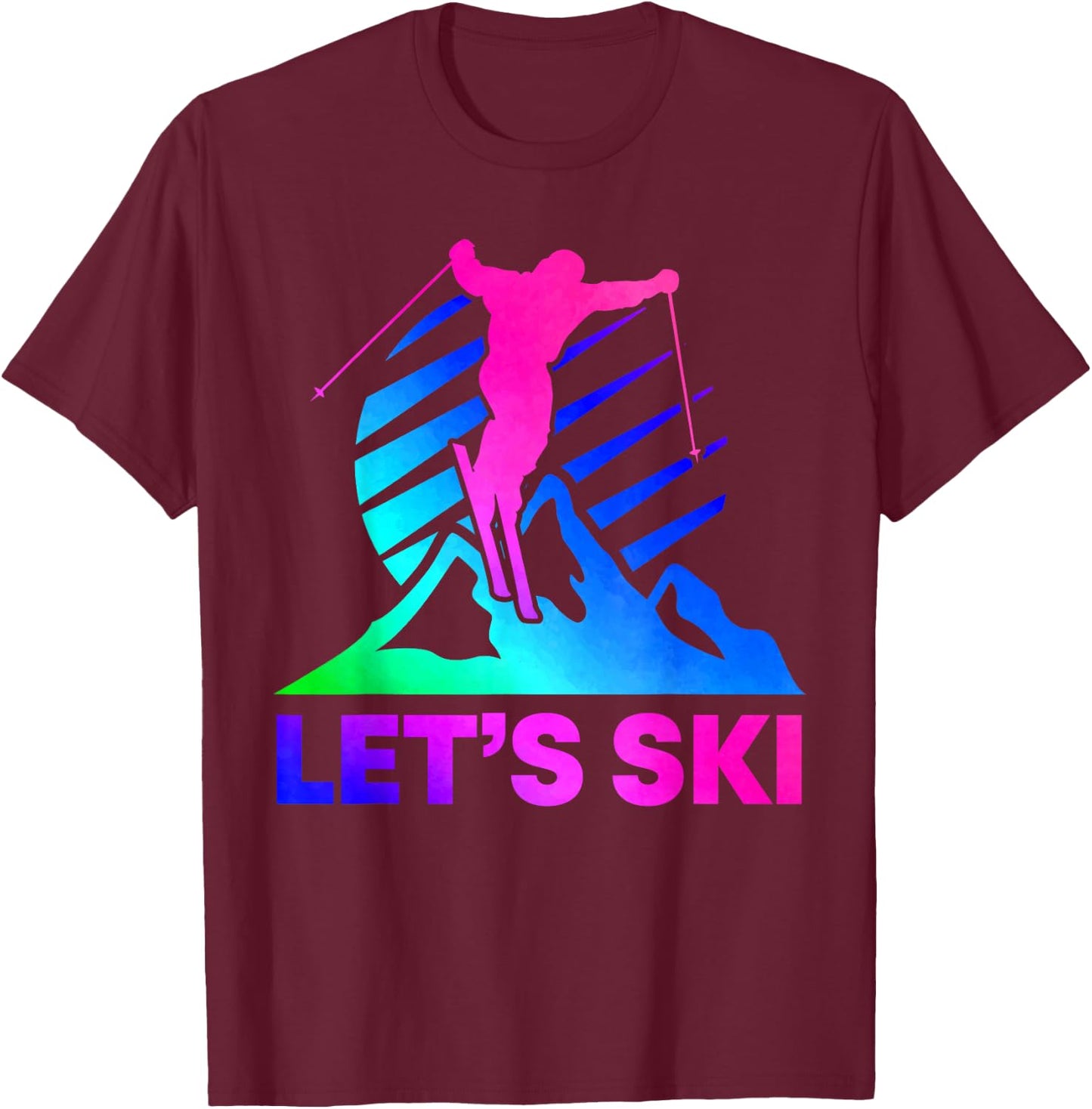 Retro Ski Vintage 80s 90s Skiing Outfit T-Shirt - T-Shirt | Maroon