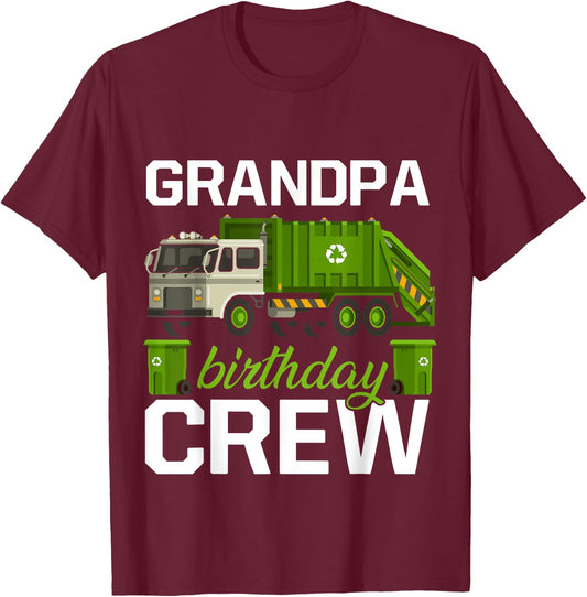 Grandpa Birthday Crew Garbage Truck Recycling Trash Party T-Shirt - T-Shirt | Maroon