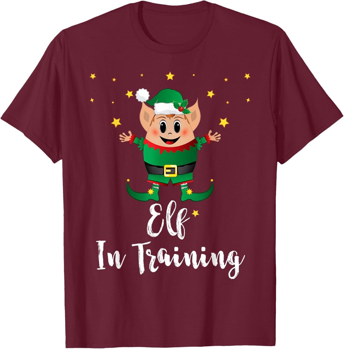 Elf In Training Squad Christmas Matching Family Xmas Group T-Shirt - T-Shirt | Maroon
