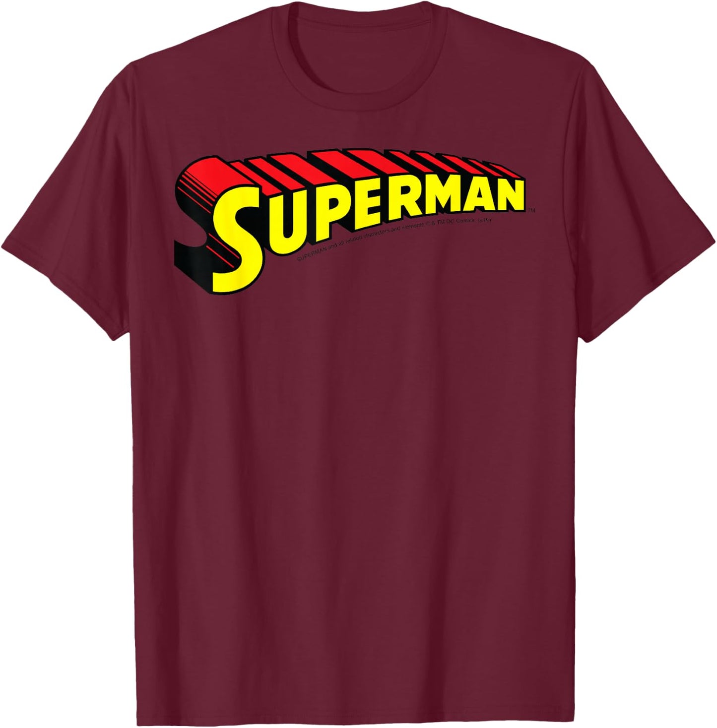 DC Comics Superman Bold Text Logo T-Shirt - T-Shirt | Maroon