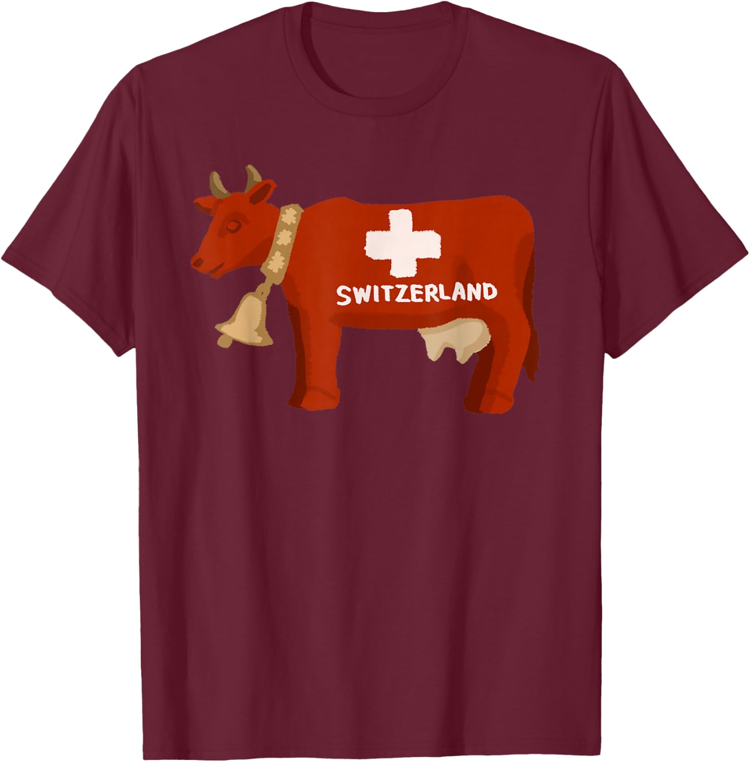 Switzerland Swiss Cow T-Shirt - T-Shirt | Maroon