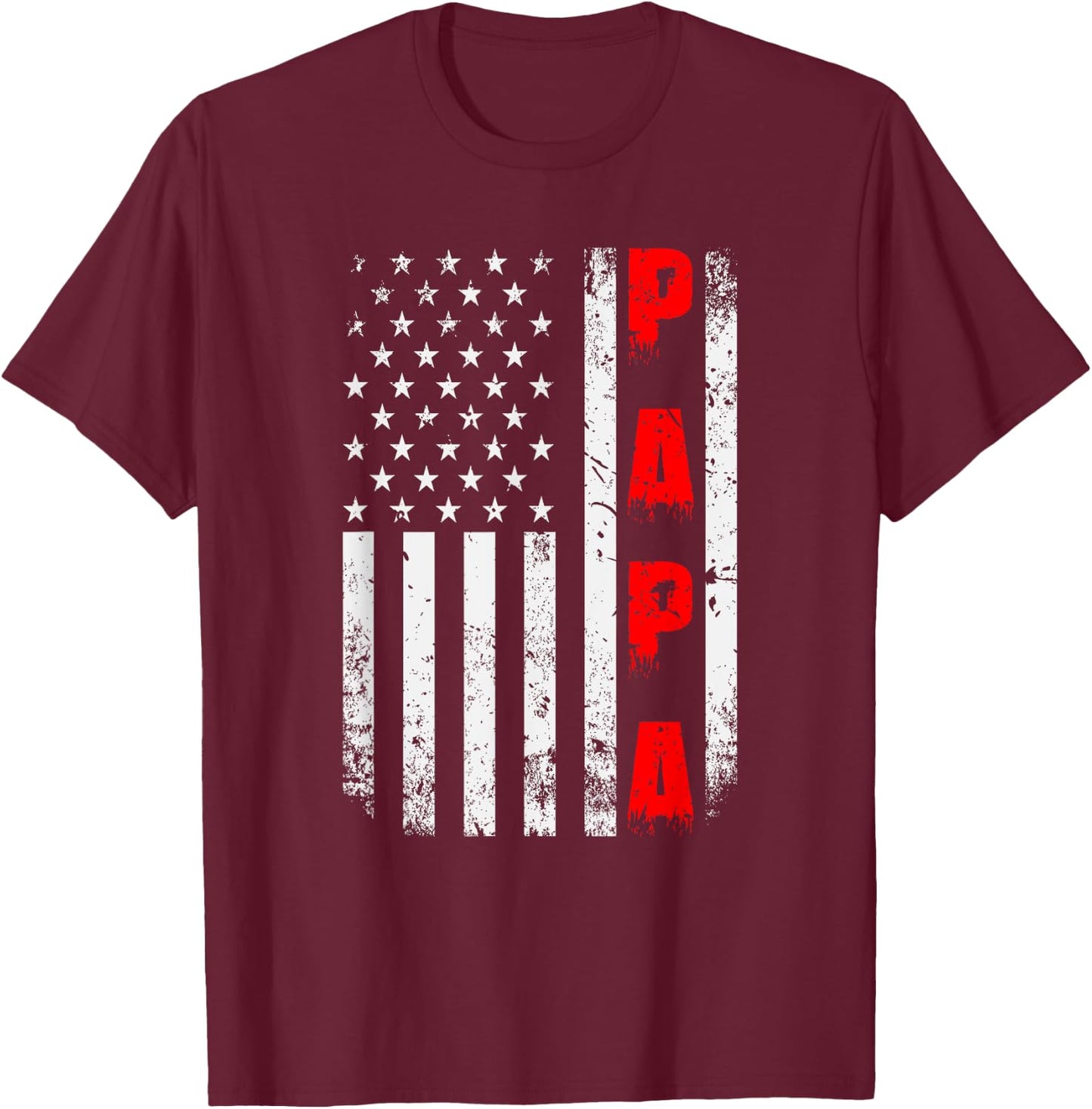 US Flag Papa Father T-Shirt - T-Shirt | Maroon