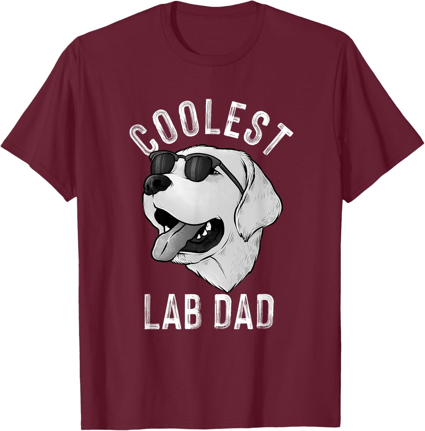 Funny Coolest Lab Dad Gift White Labrador Dog Lover Men T-Shirt - T-Shirt | Maroon