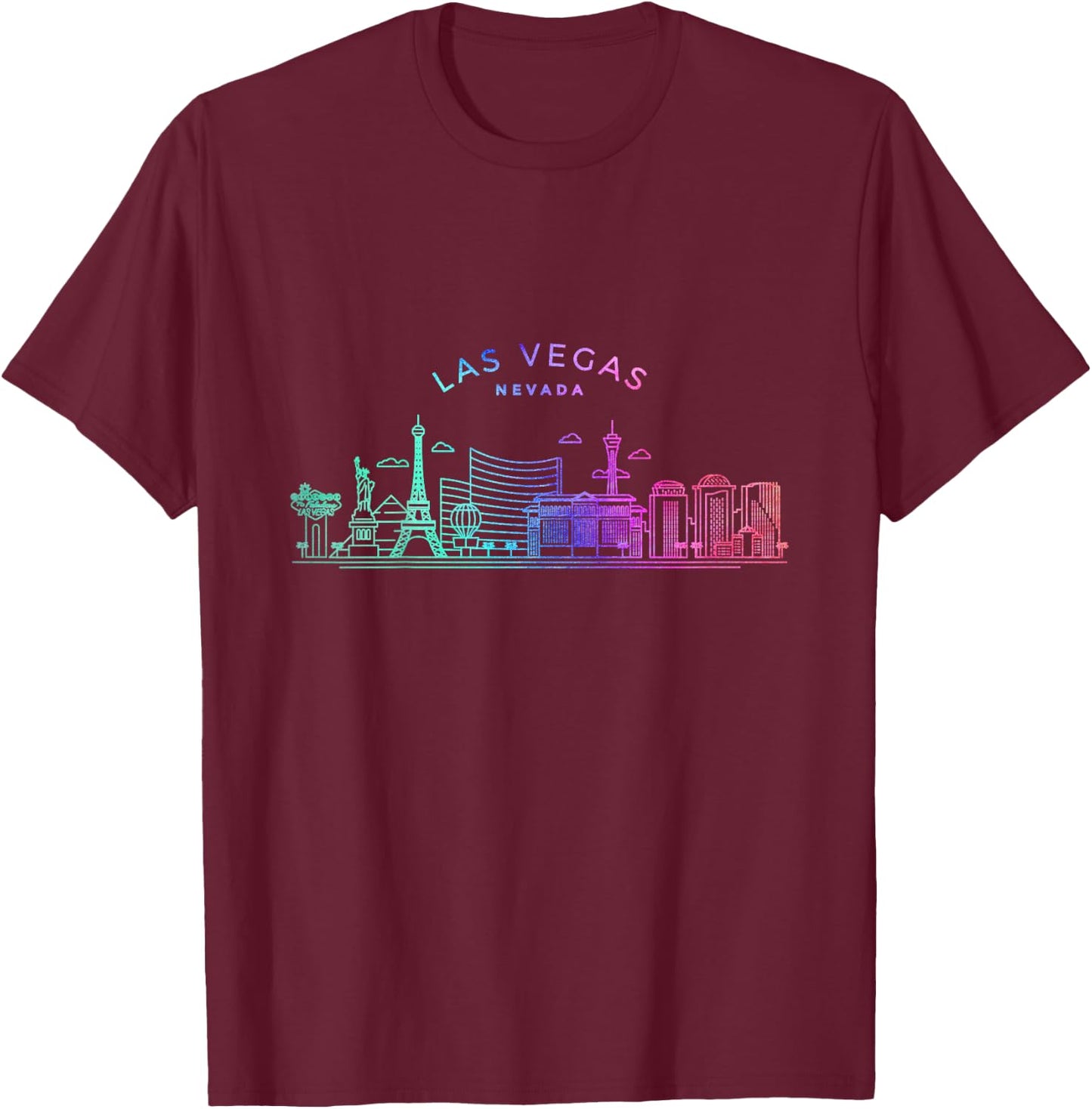 Kids Las Vegas Skyline Cityscape City Metropole T-Shirt - T-Shirt | Maroon