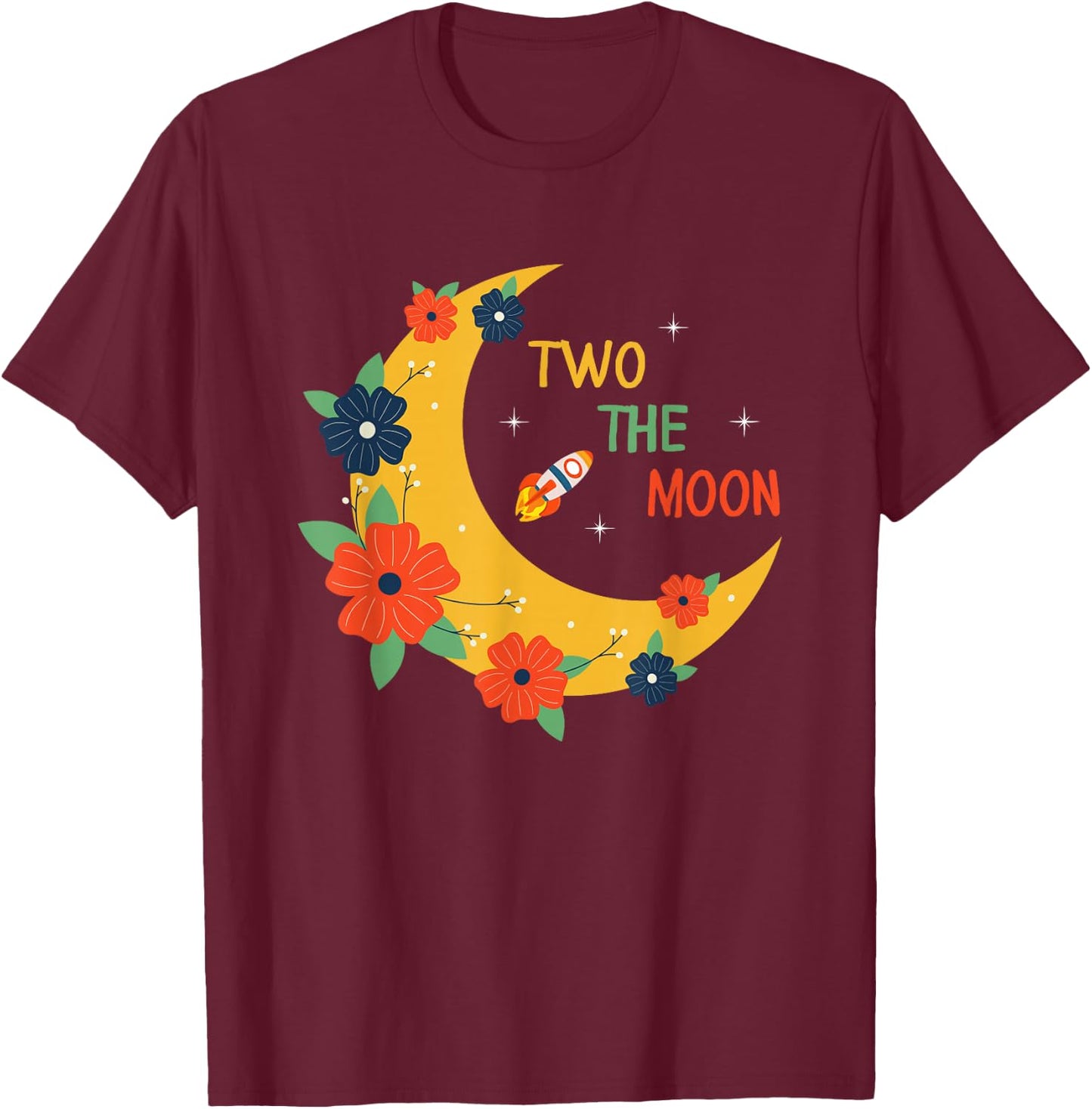 Girl's Two the Moon Shirt - Toddler 2nd Birthday Gift T-Shirt - T-Shirt | Maroon