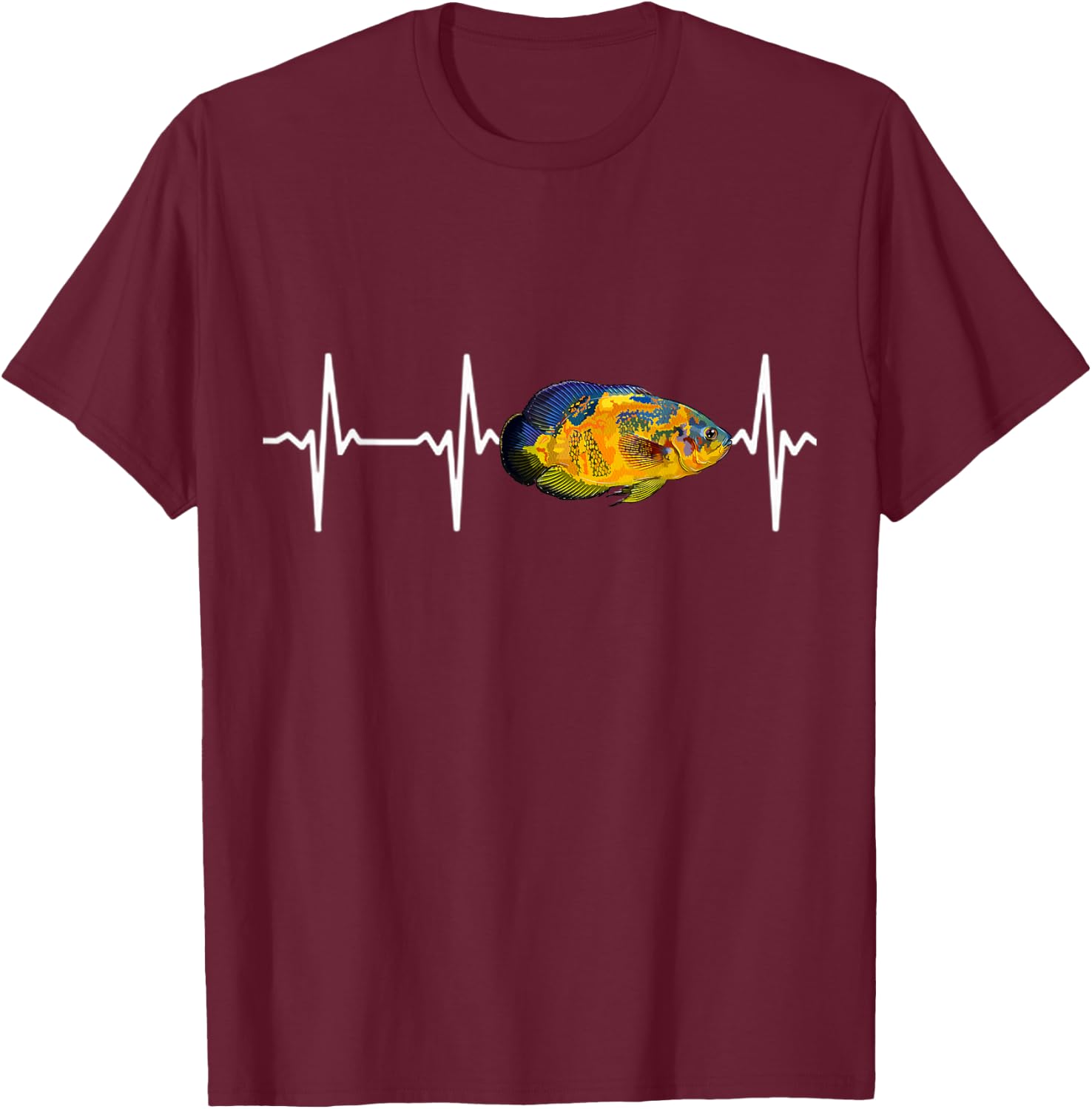 Oscar Fish Heartbeat For Fishkeeping Aquarium Lovers T-Shirt - T-Shirt | Maroon