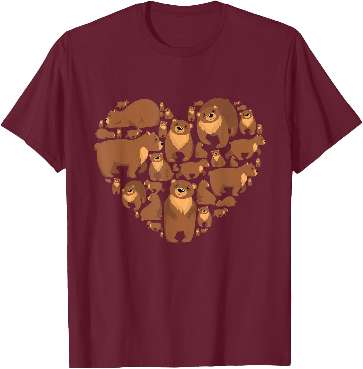 Grizzly Bear lover heart bear love camping hiking men women T-Shirt - T-Shirt | Maroon