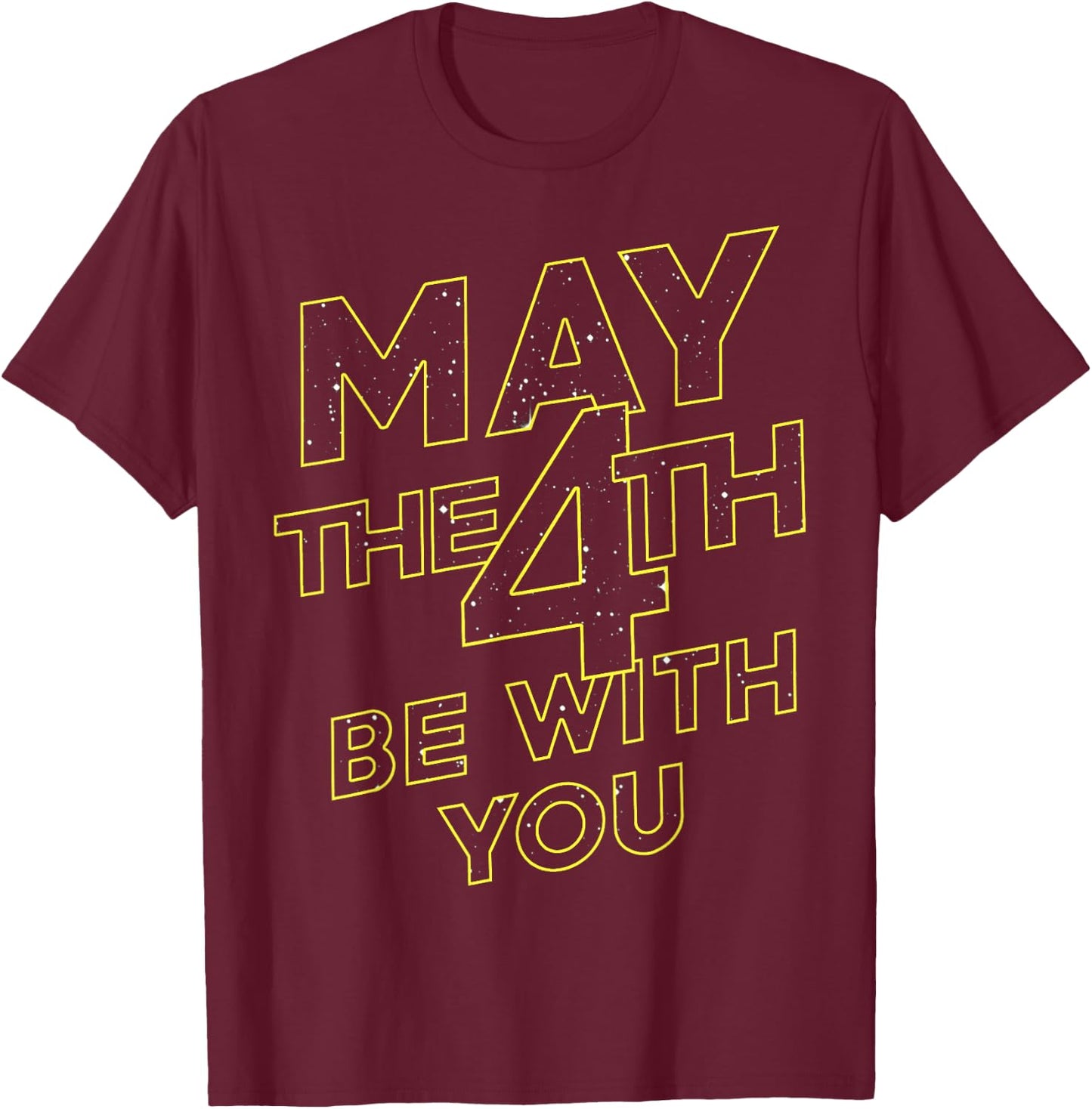 Star Wars May The 4th Be With You Galaxy Fill Text T-Shirt - T-Shirt | Maroon