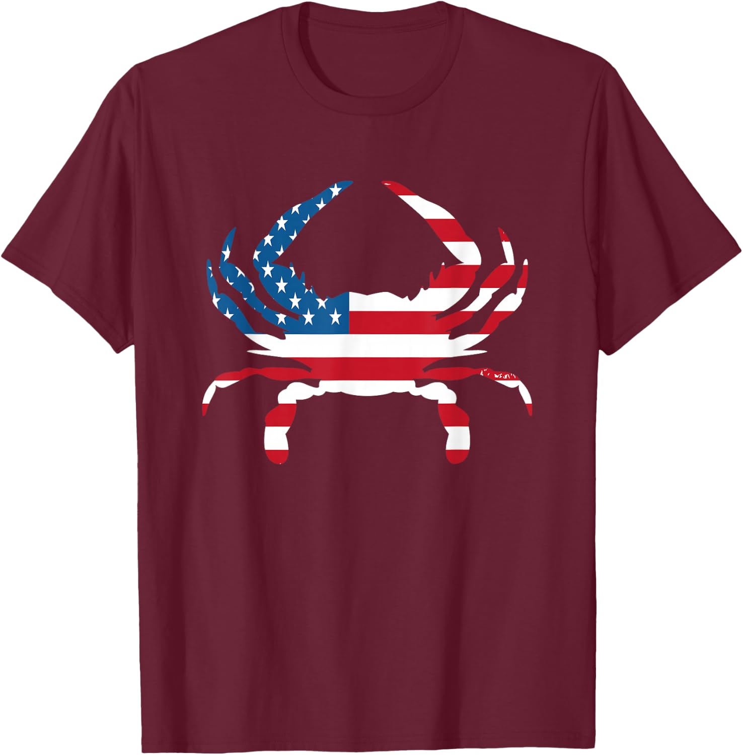 Crab Vintage American Flag T-Shirt - T-Shirt | Maroon