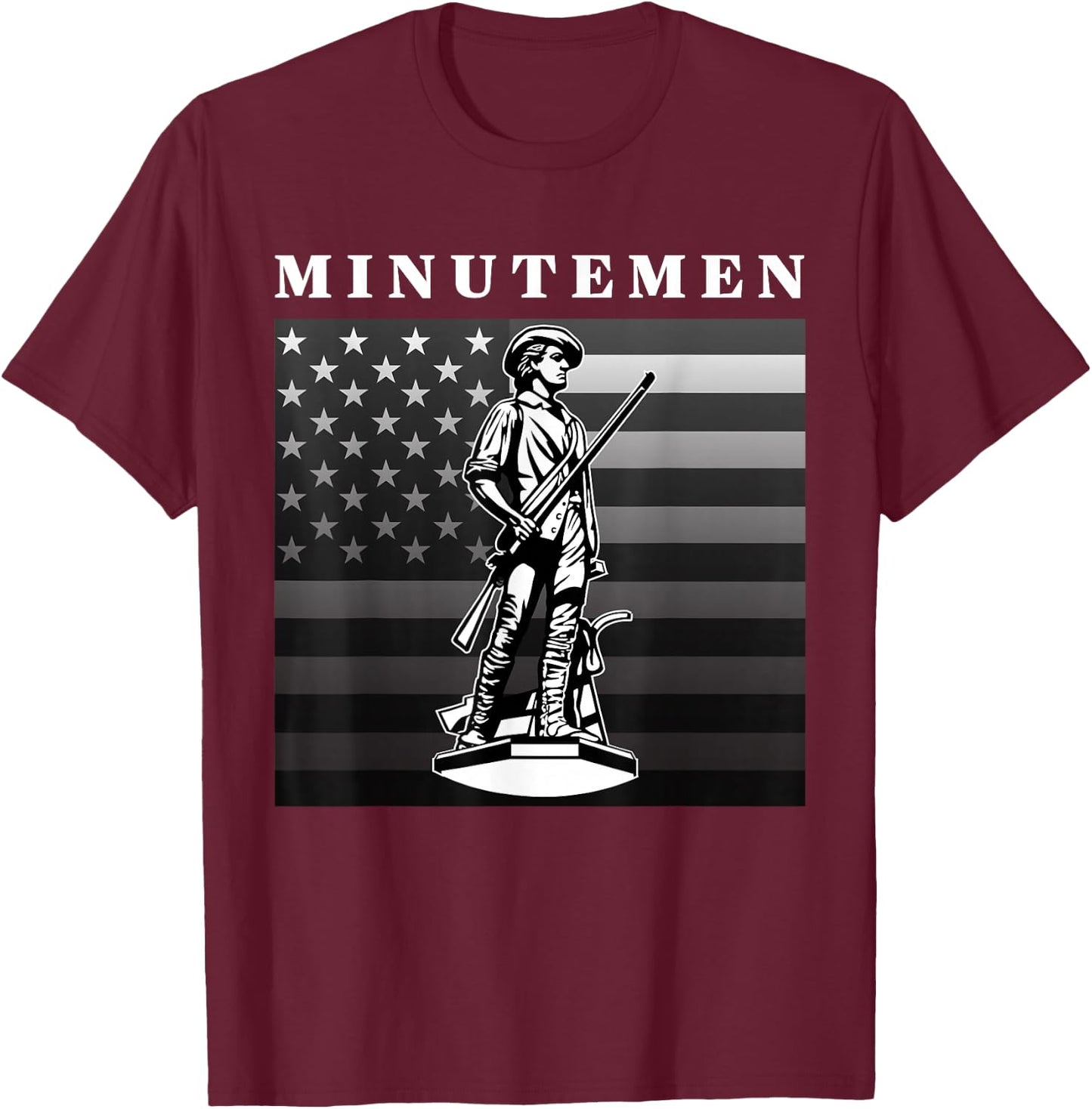 Minutemen USA American Flag 1776 Independence Day T-Shirt - T-Shirt | Maroon
