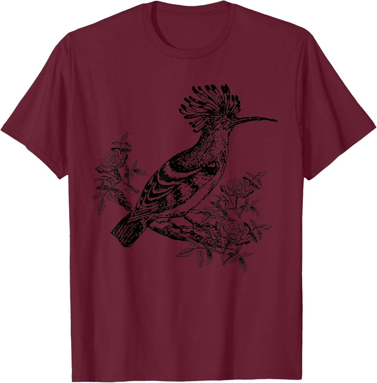 Hoopoe Bird in Tree for Birders T-Shirt - T-Shirt | Maroon